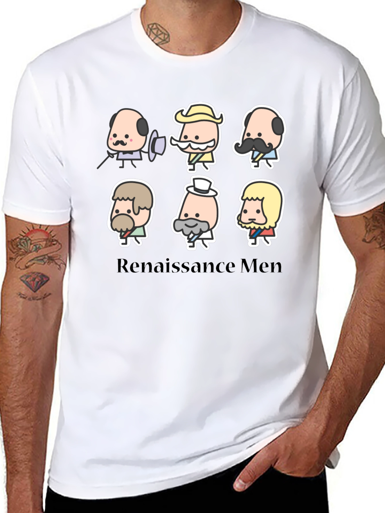 Renaissance Men Cartoon T-Shirt - Black