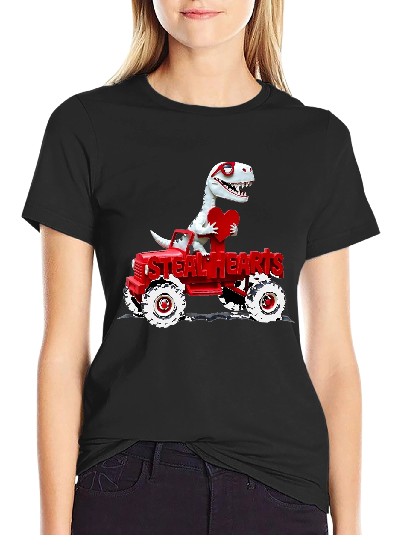 Steal Hearts Dinosaur Valentines Day T-Shirt