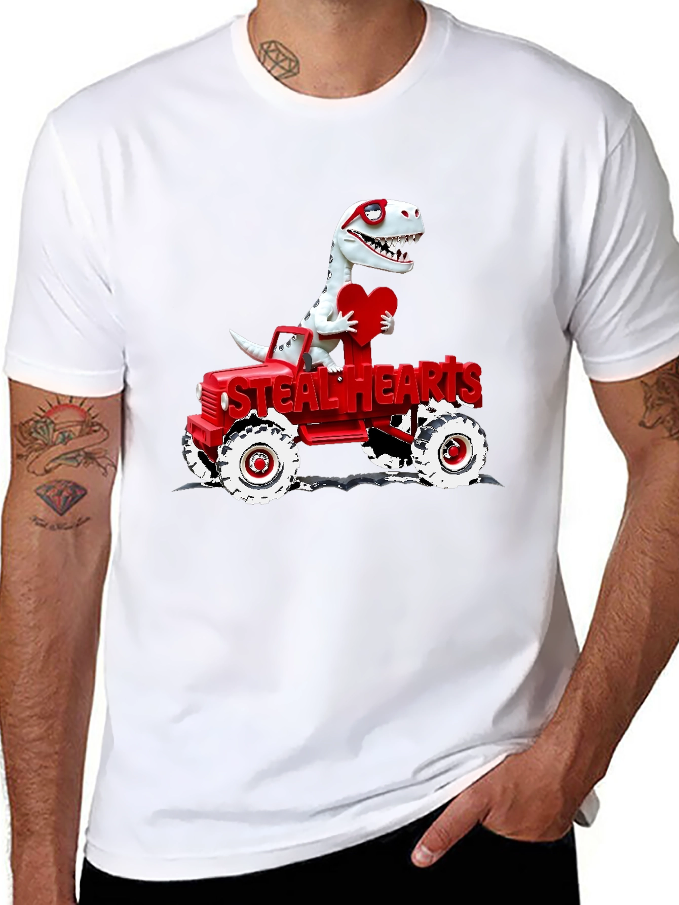 Steal Hearts Dinosaur Valentines Day T-Shirt