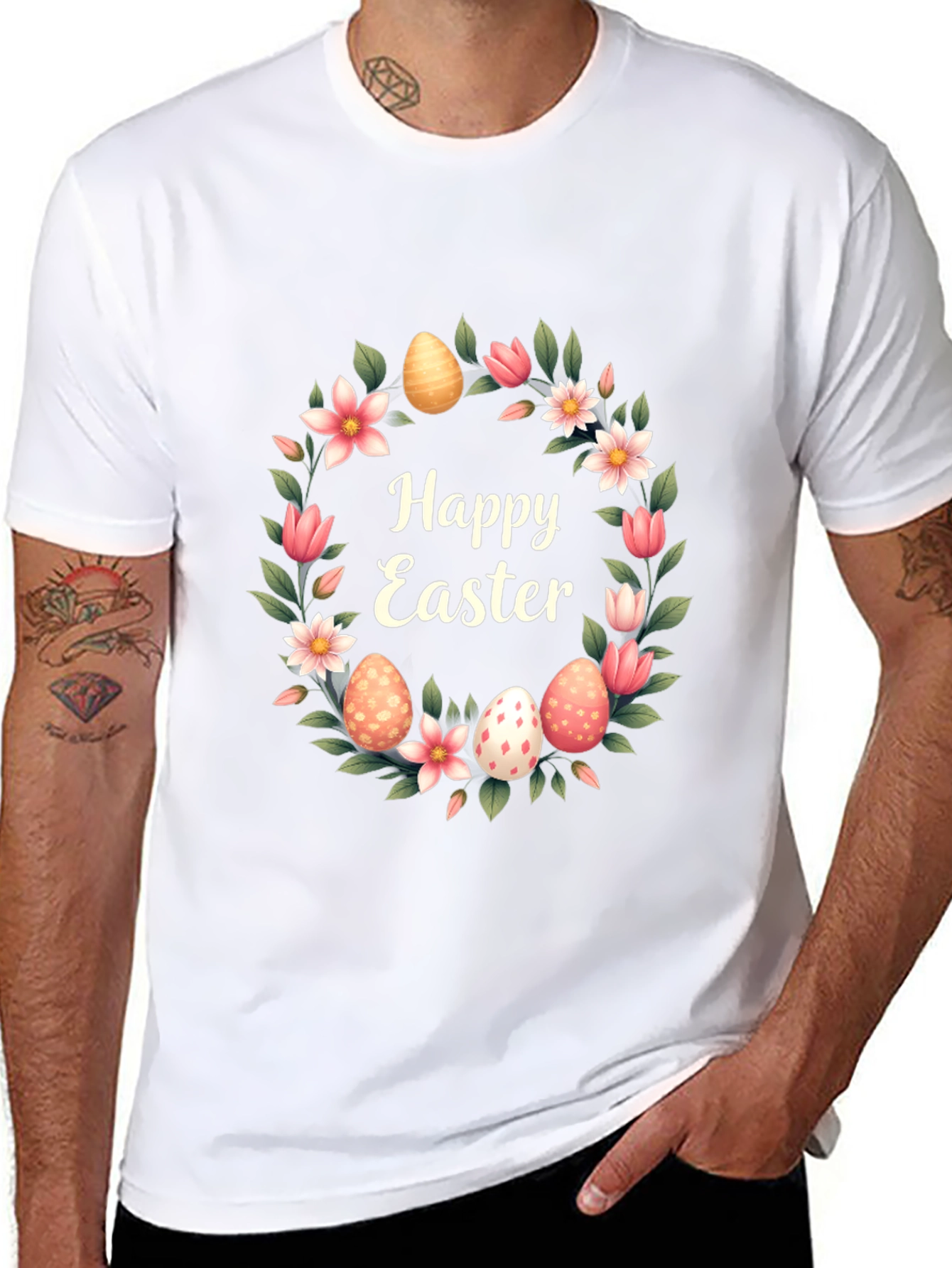 Happy Easter Floral Wreath T-Shirt