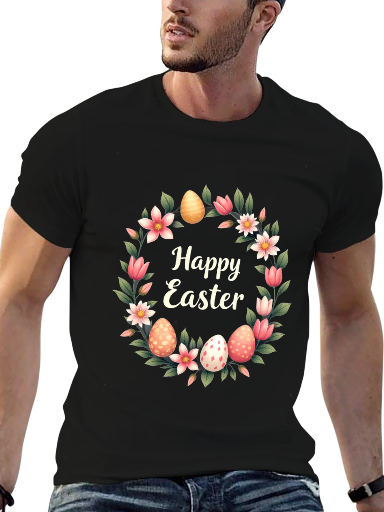 Happy Easter Floral Wreath T-Shirt