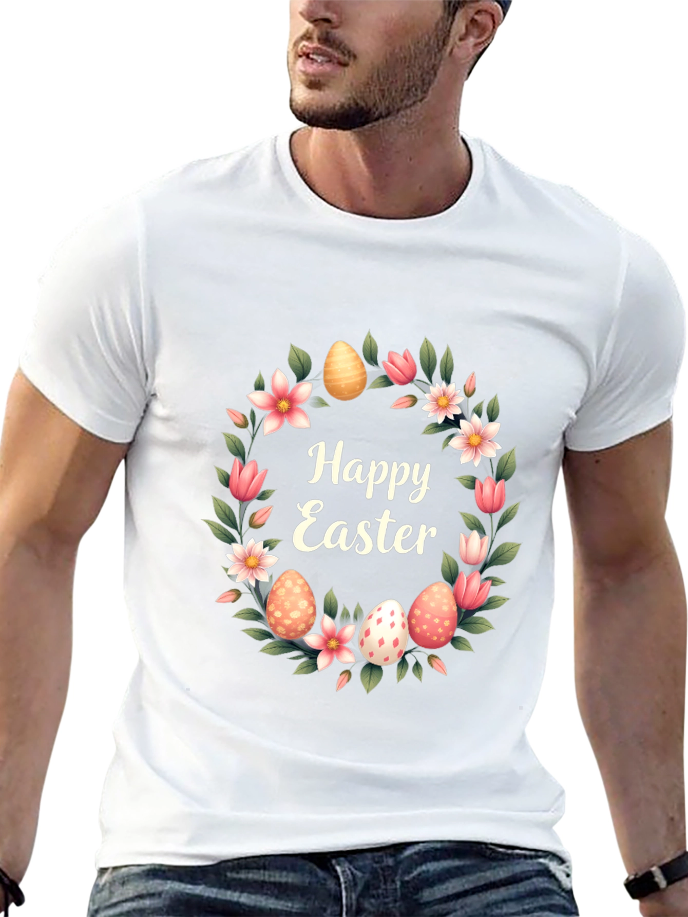 Happy Easter Floral Wreath T-Shirt