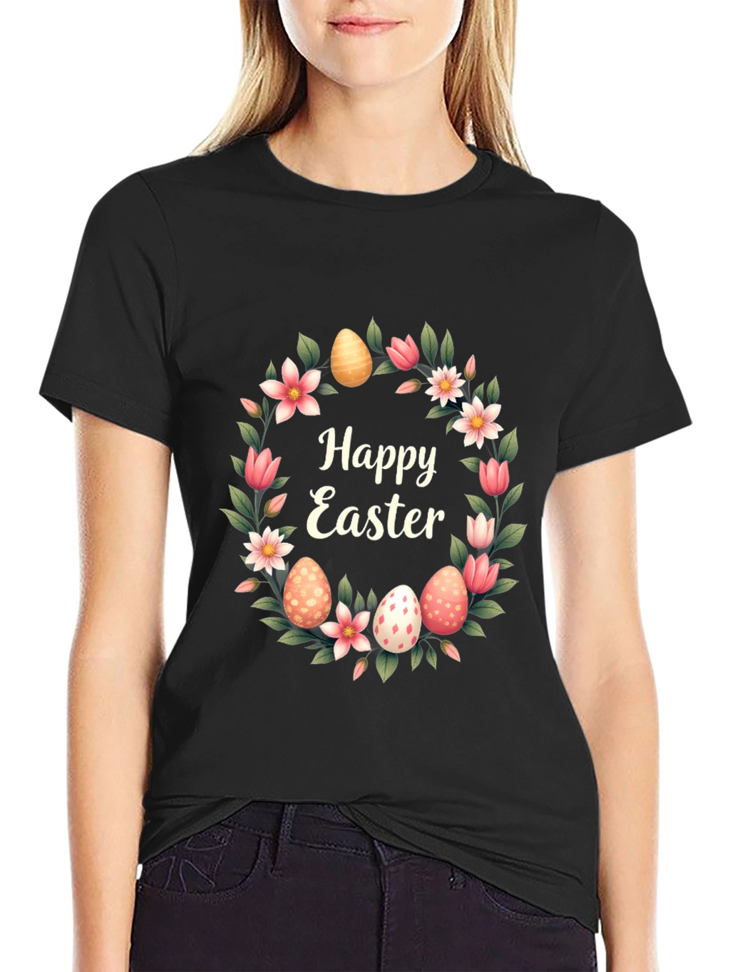 Happy Easter Floral Wreath T-Shirt