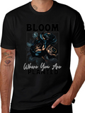 Bloom Where You Are Planted Black Graphic Tee