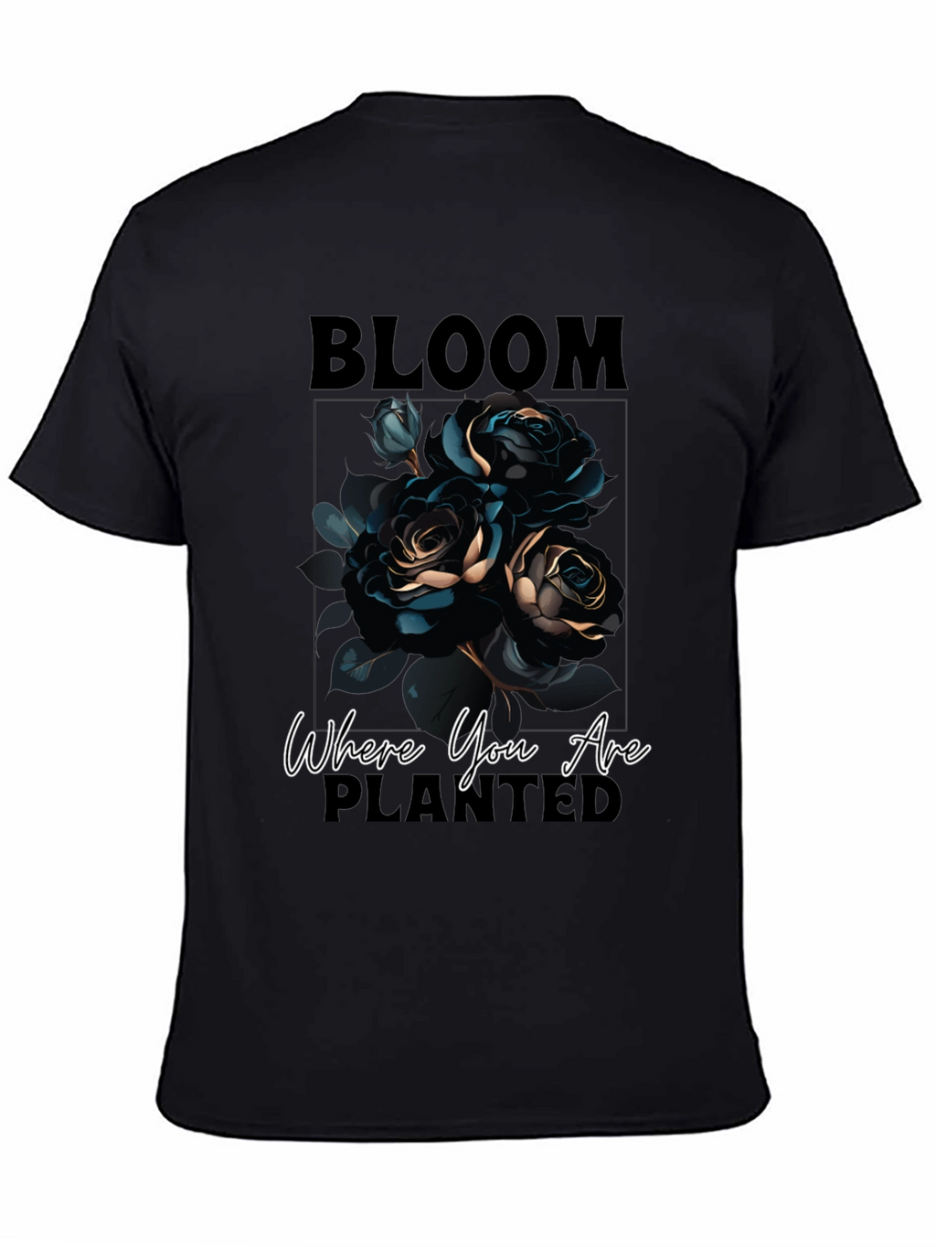Bloom Where You Are Planted Black Graphic Tee