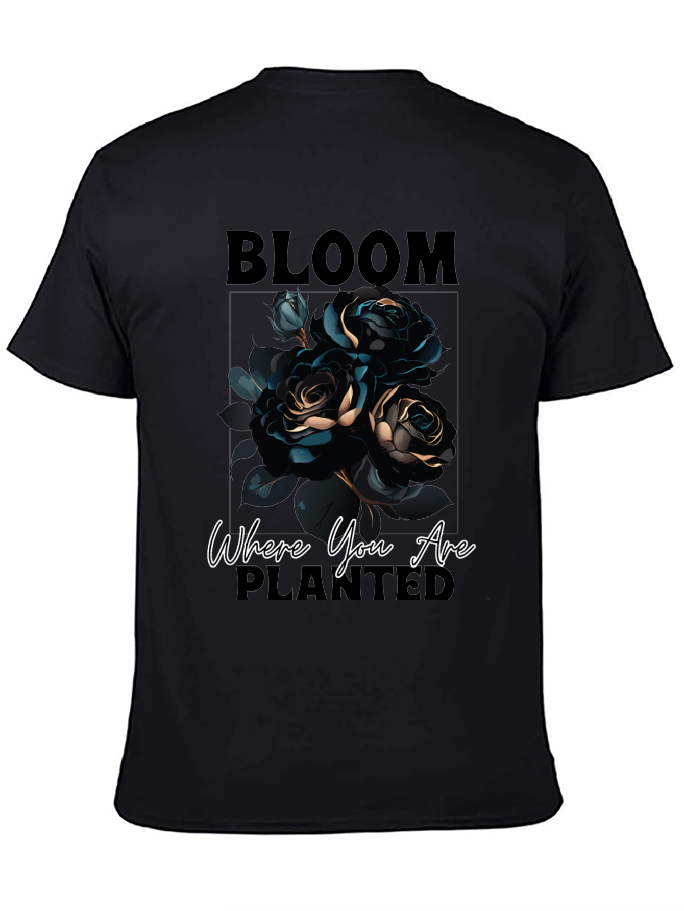 Bloom Where You Are Planted Black Graphic Tee