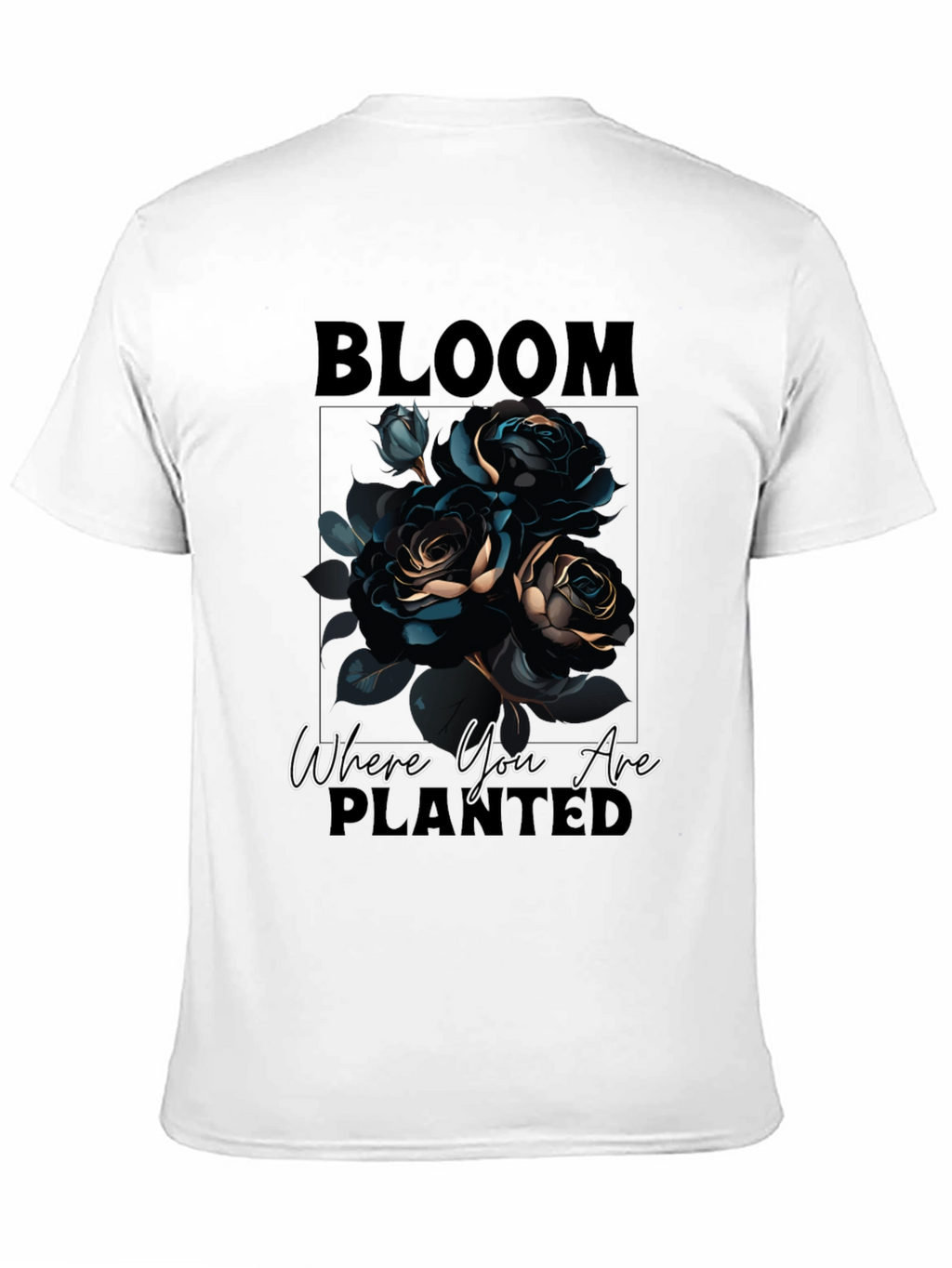 Bloom Where You Are Planted Black Graphic Tee