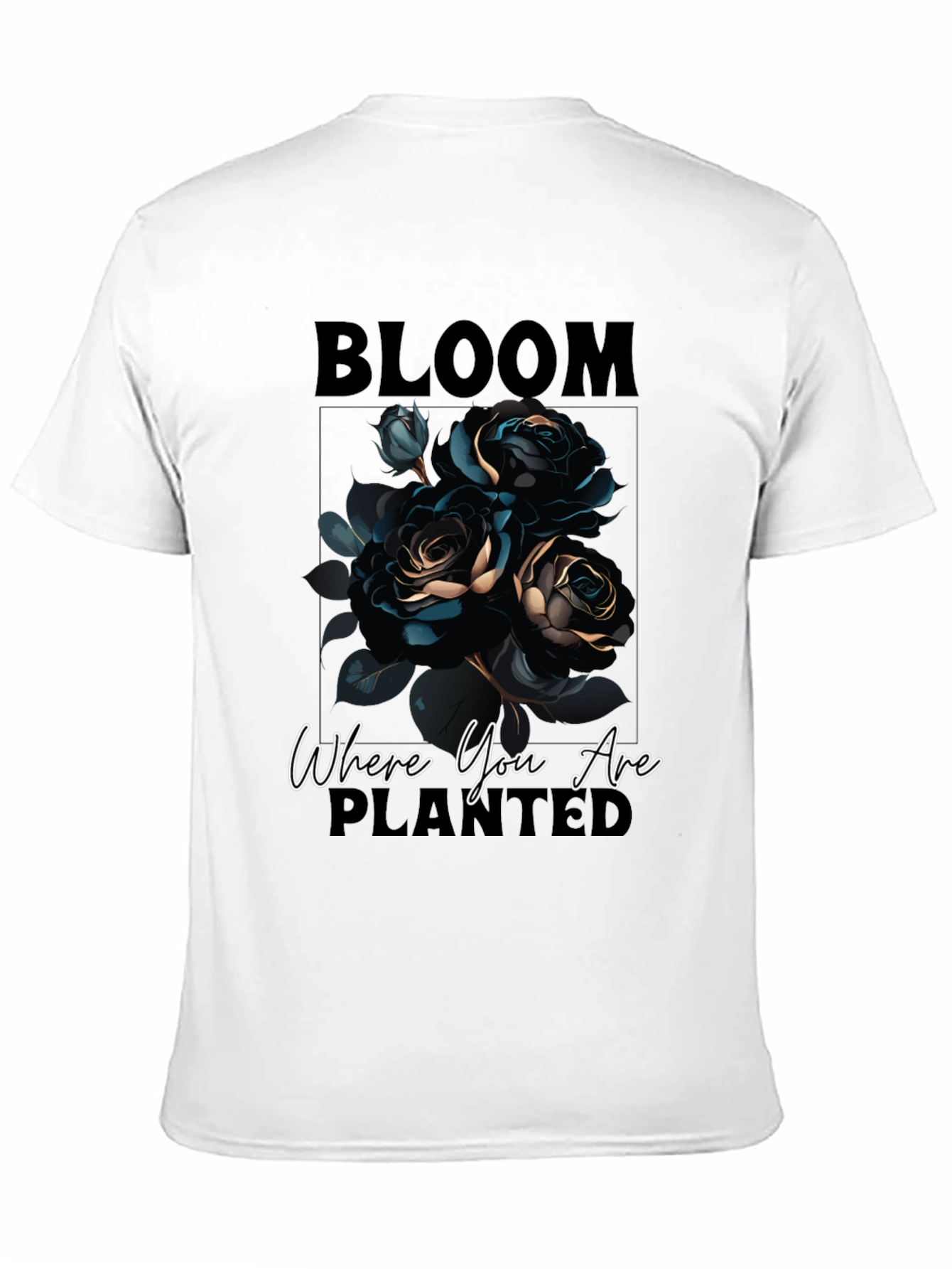 Bloom Where You Are Planted Black Graphic Tee
