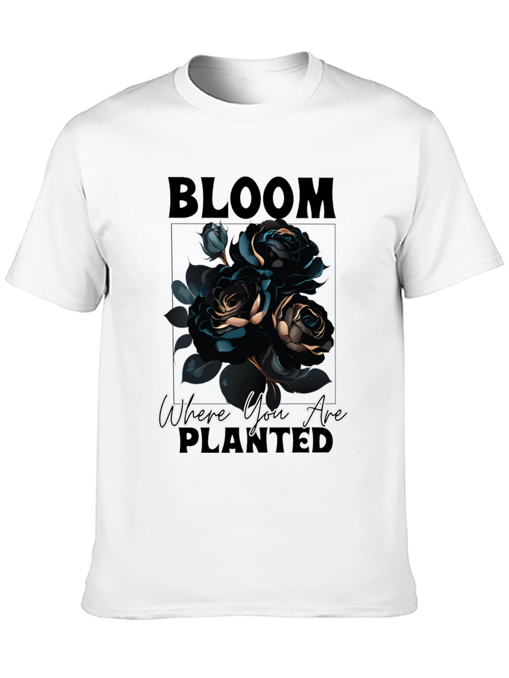 Bloom Where You Are Planted Black Graphic Tee