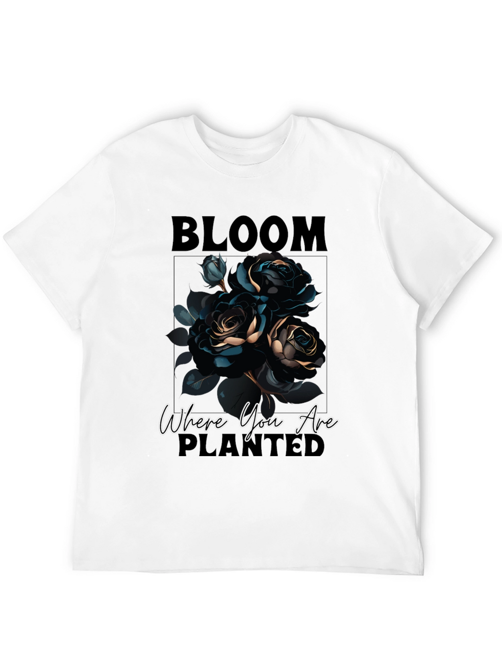 Bloom Where You Are Planted Black Graphic Tee