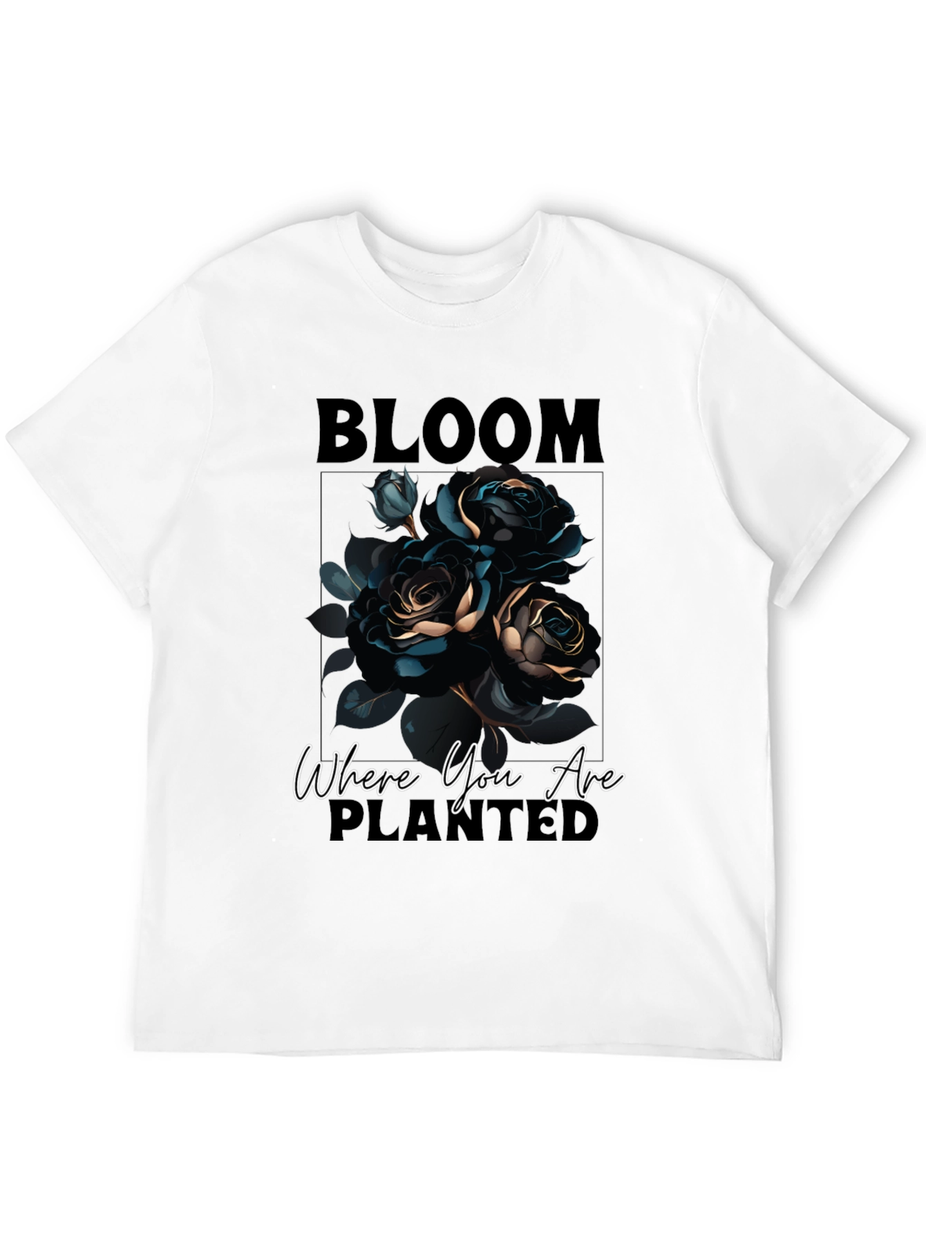 Bloom Where You Are Planted Black Graphic Tee