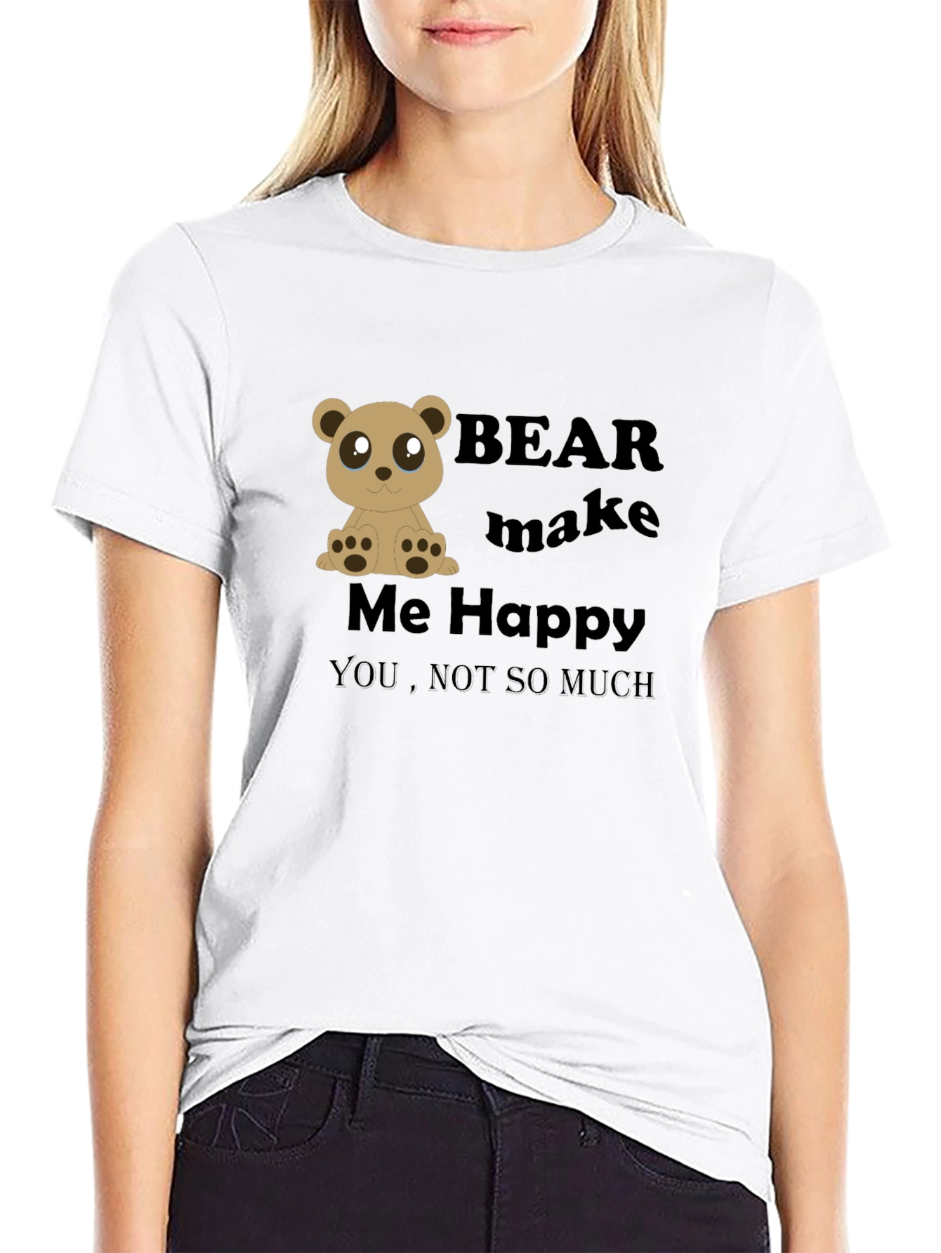 Bear Make Me Happy Black Graphic Tee