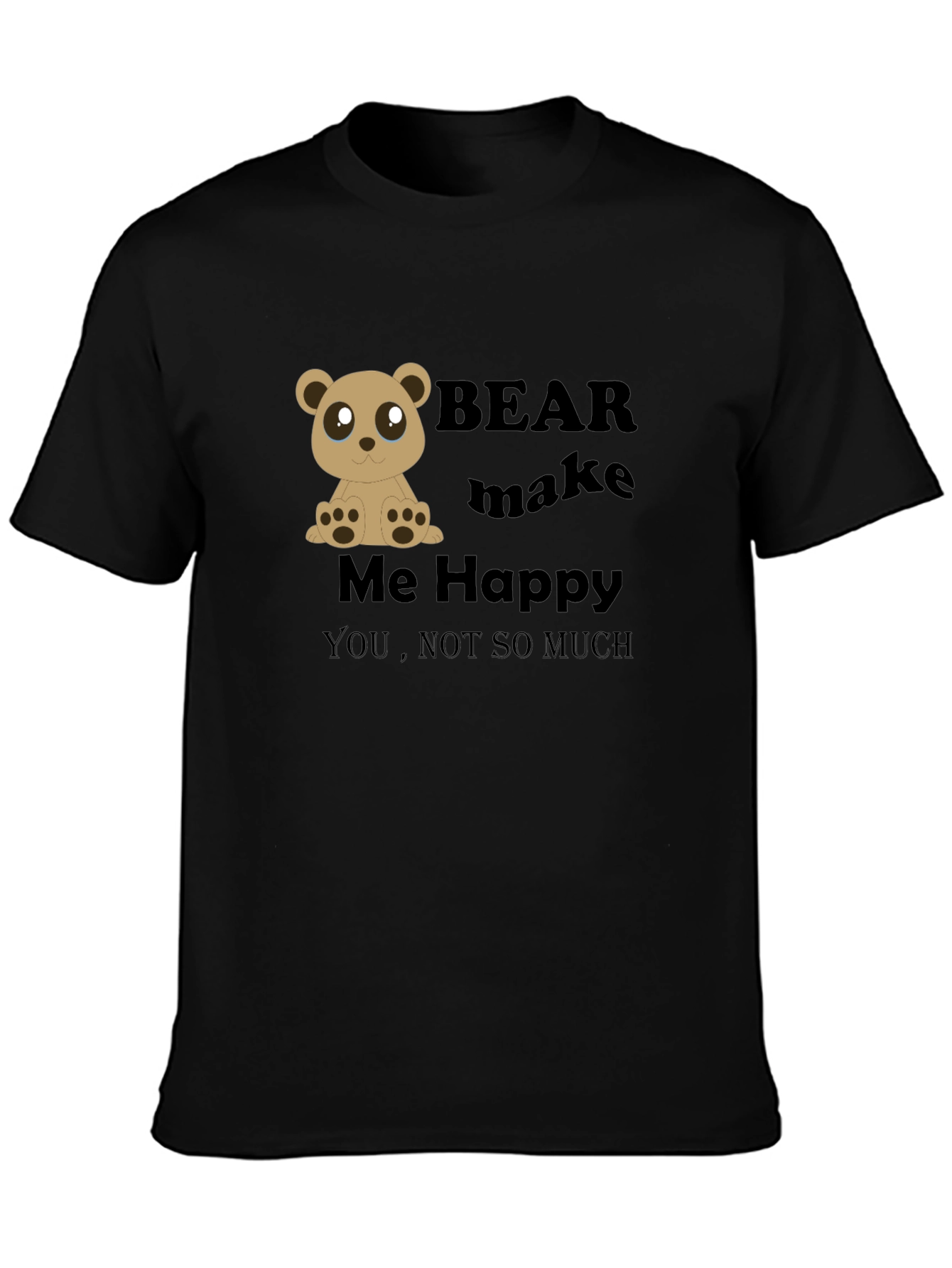 Bear Make Me Happy Black Graphic Tee