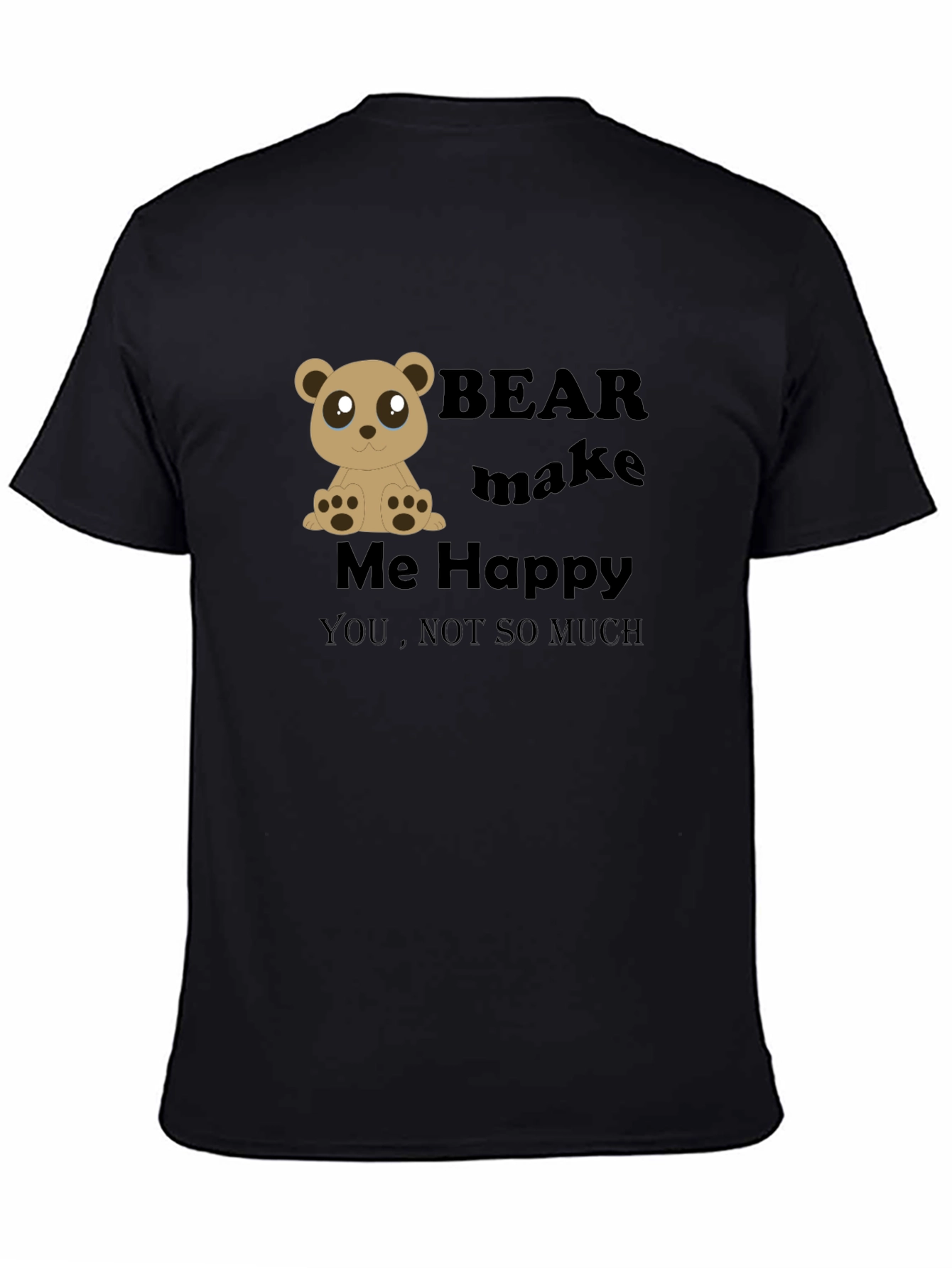 Bear Make Me Happy Black Graphic Tee