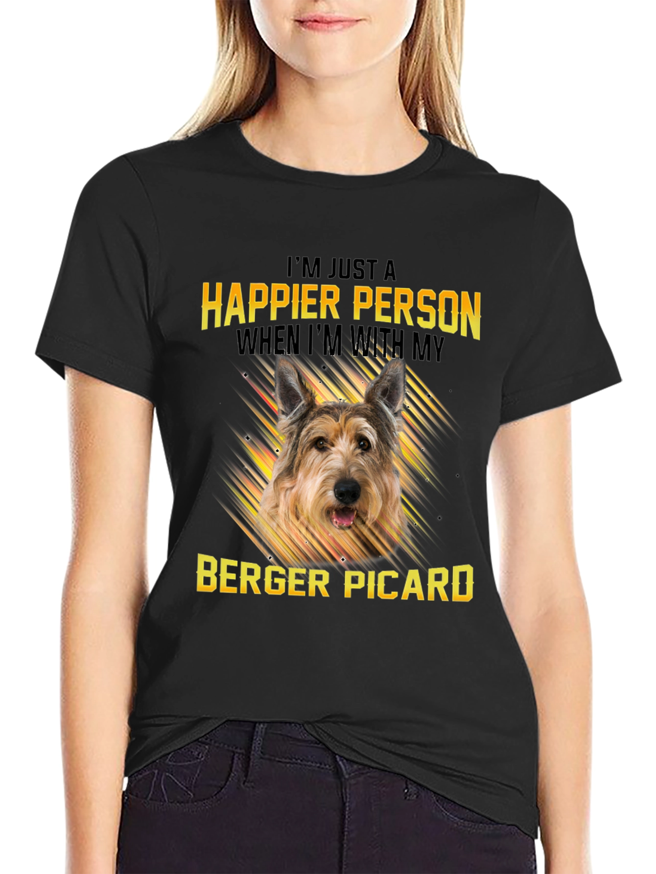 Happier Person Berger Picard Dog T-Shirt