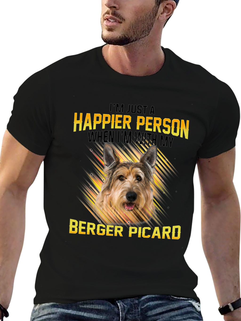 Happier Person Berger Picard Dog T-Shirt