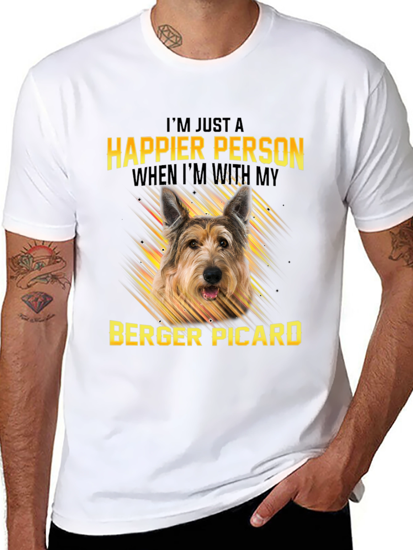 Happier Person Berger Picard Dog T-Shirt