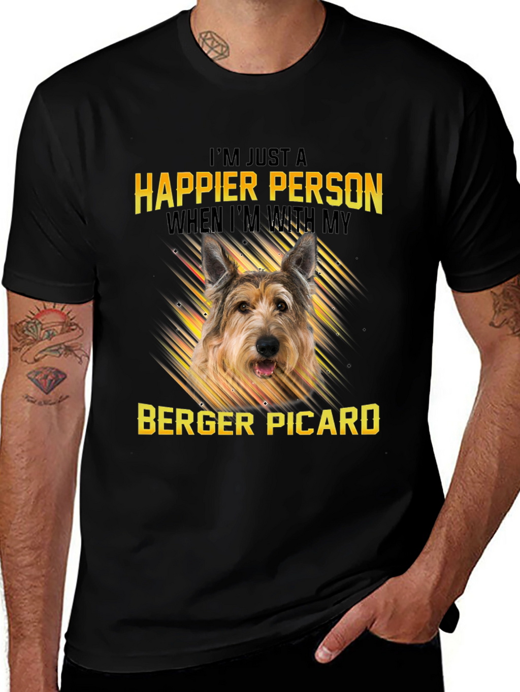 Happier Person Berger Picard Dog T-Shirt