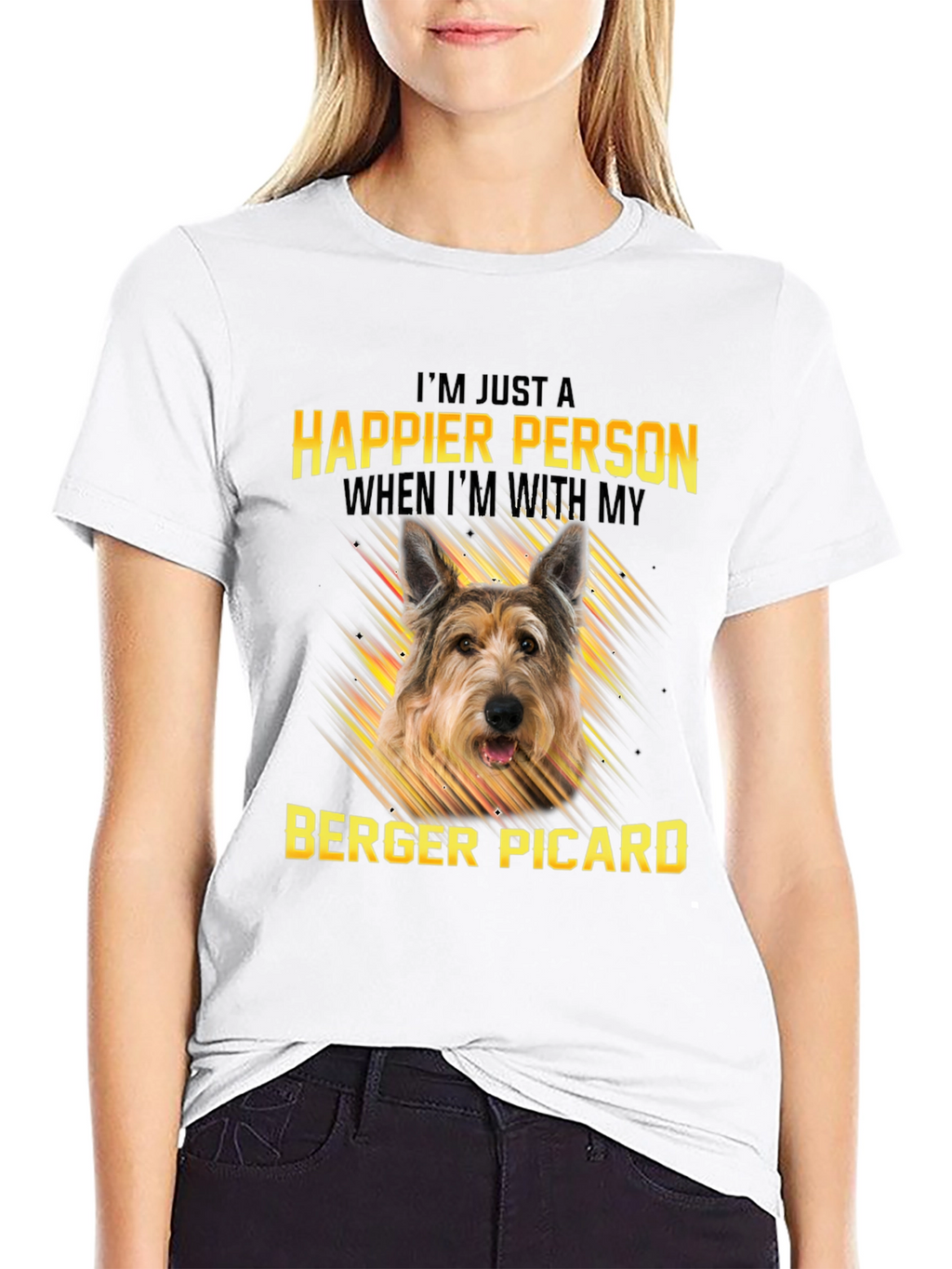 Happier Person Berger Picard Dog T-Shirt