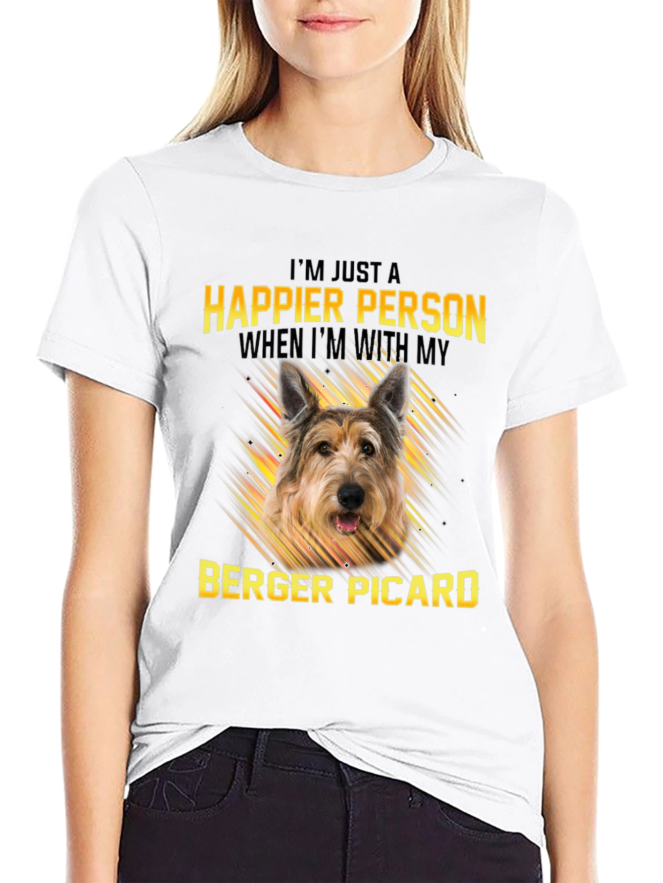 Happier Person Berger Picard Dog T-Shirt
