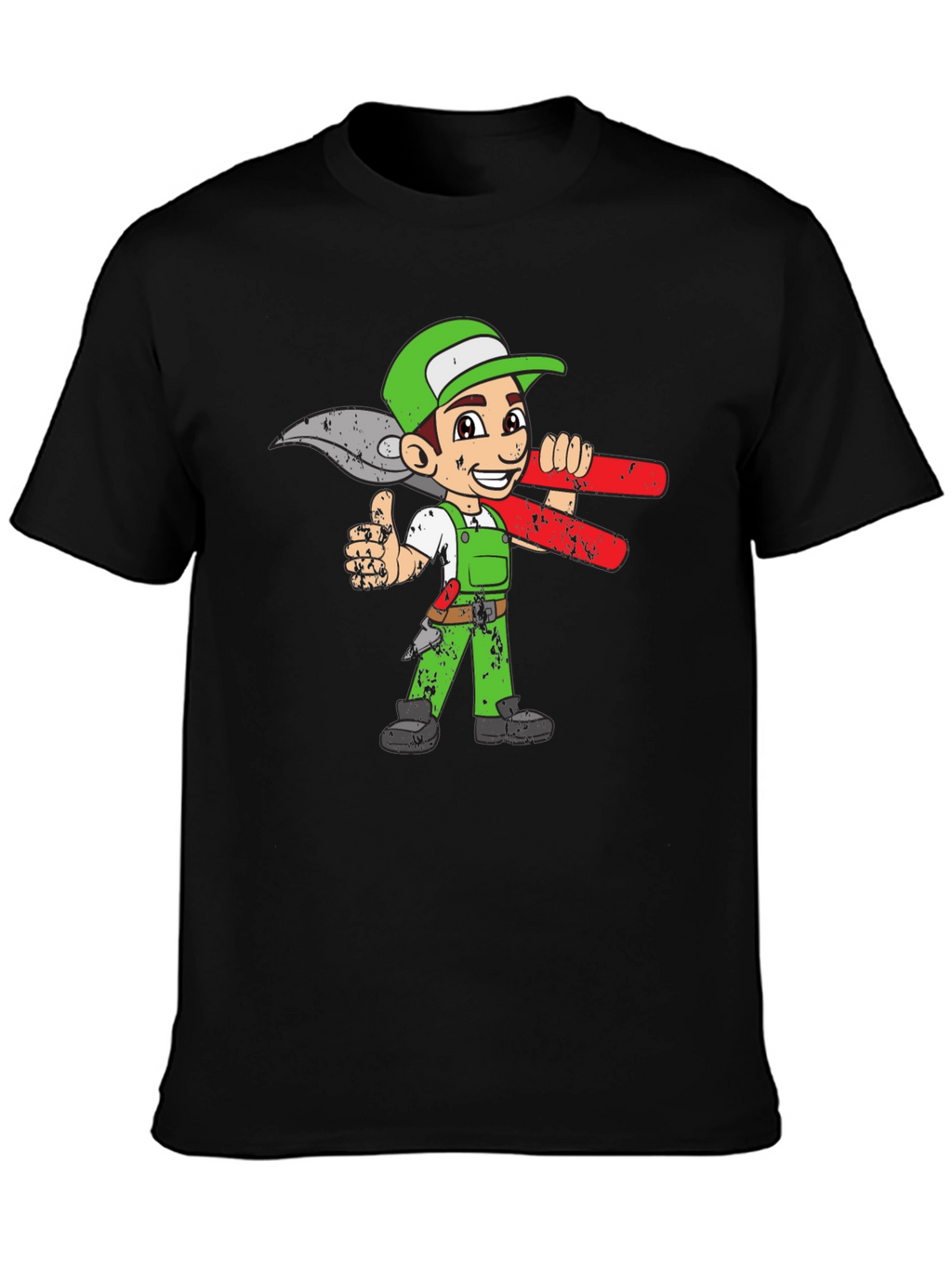 Cartoon Gardener Graphic Tee - Black