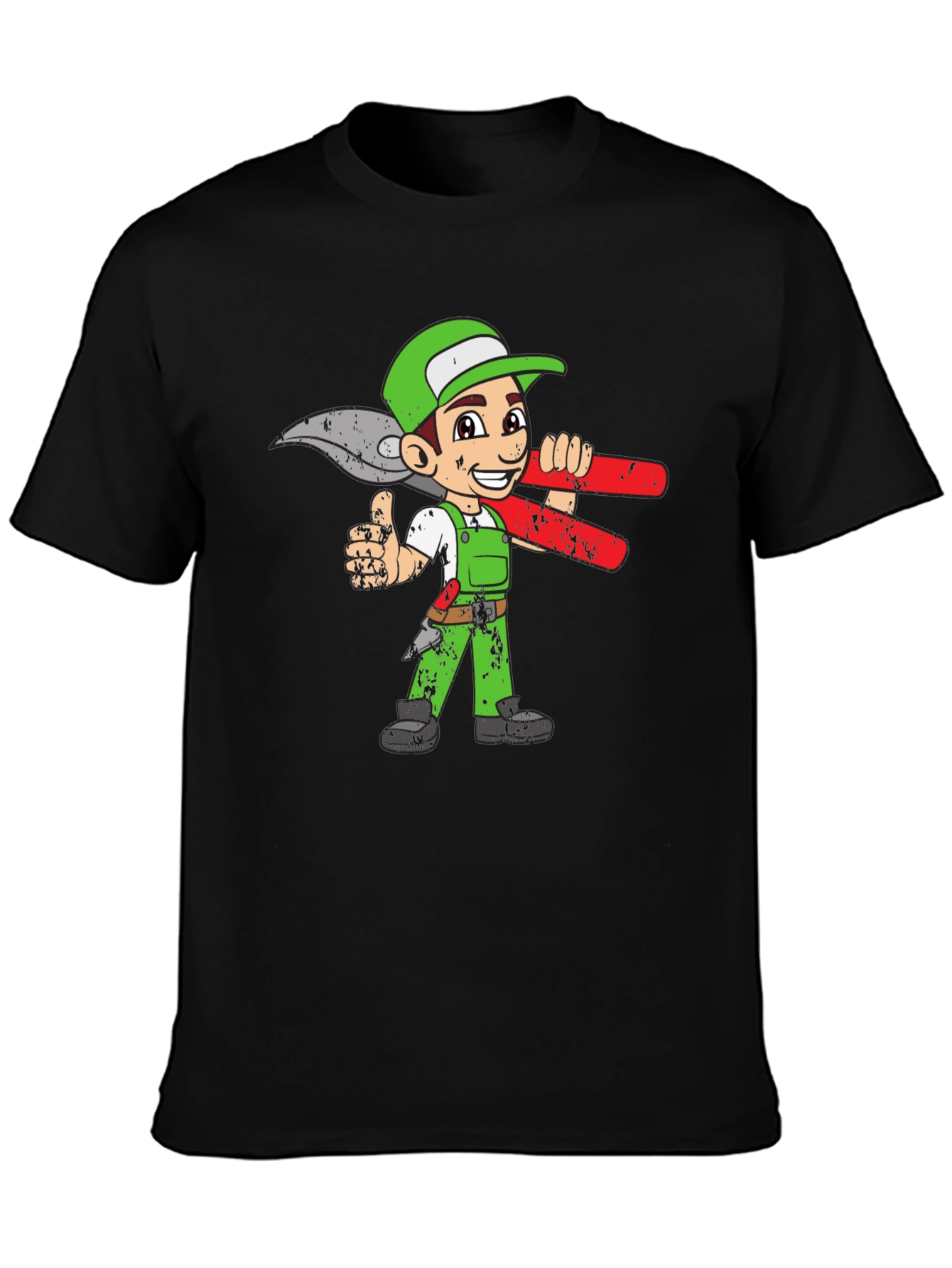 Cartoon Gardener Graphic Tee - Black