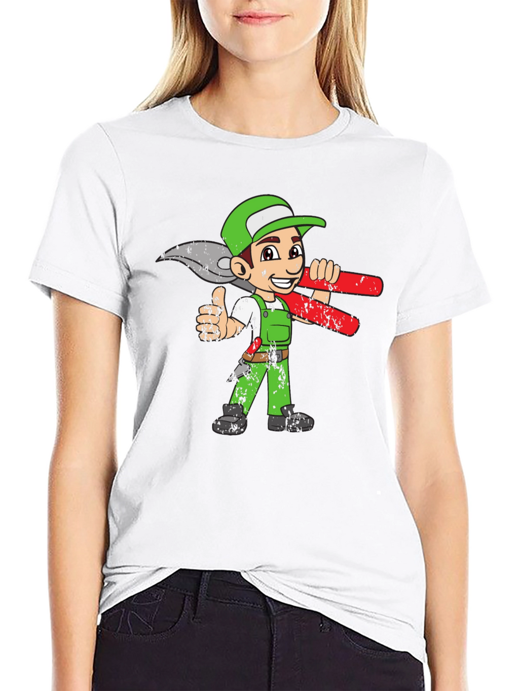 Cartoon Gardener Graphic Tee - Black