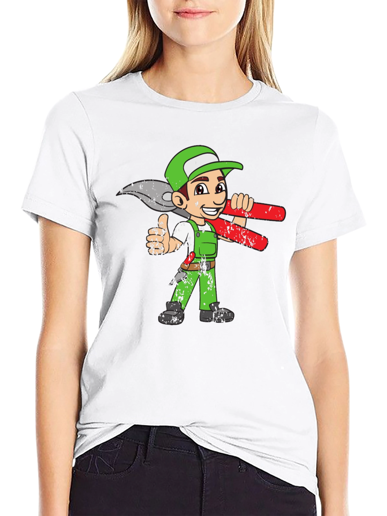 Cartoon Gardener Graphic Tee - Black