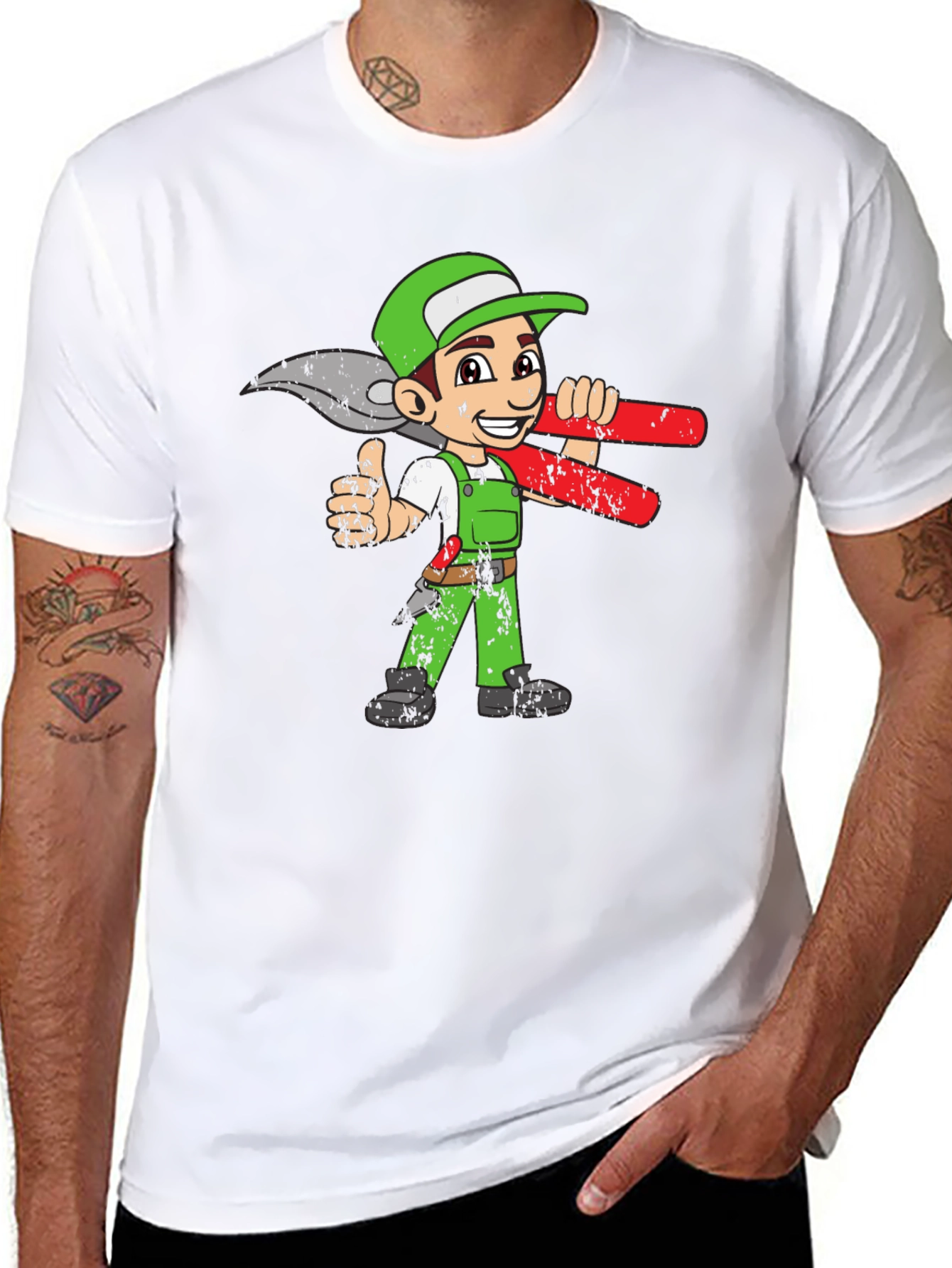Cartoon Gardener Graphic Tee - Black
