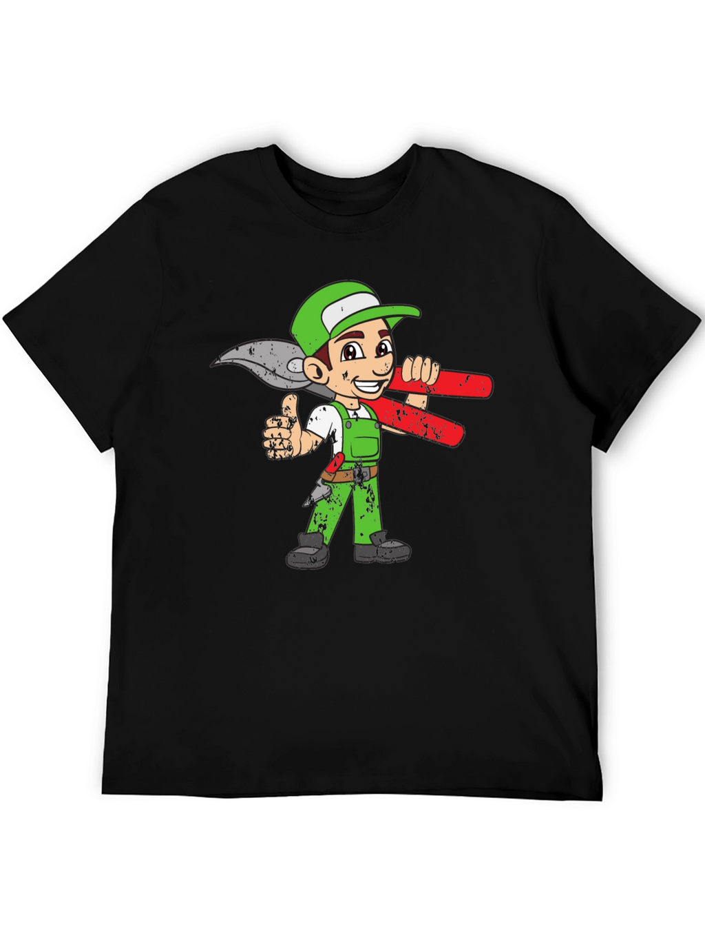 Cartoon Gardener Graphic Tee - Black