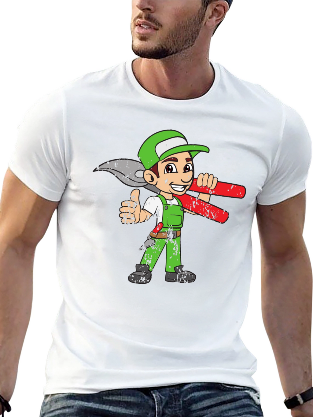 Cartoon Gardener Graphic Tee - Black