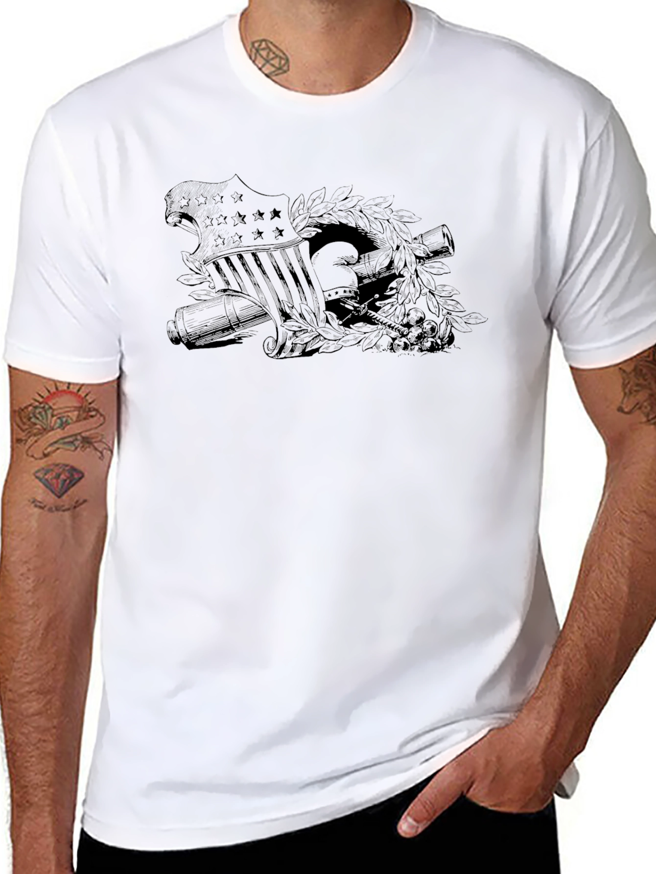 Black Graphic Tee - American Patriot Design