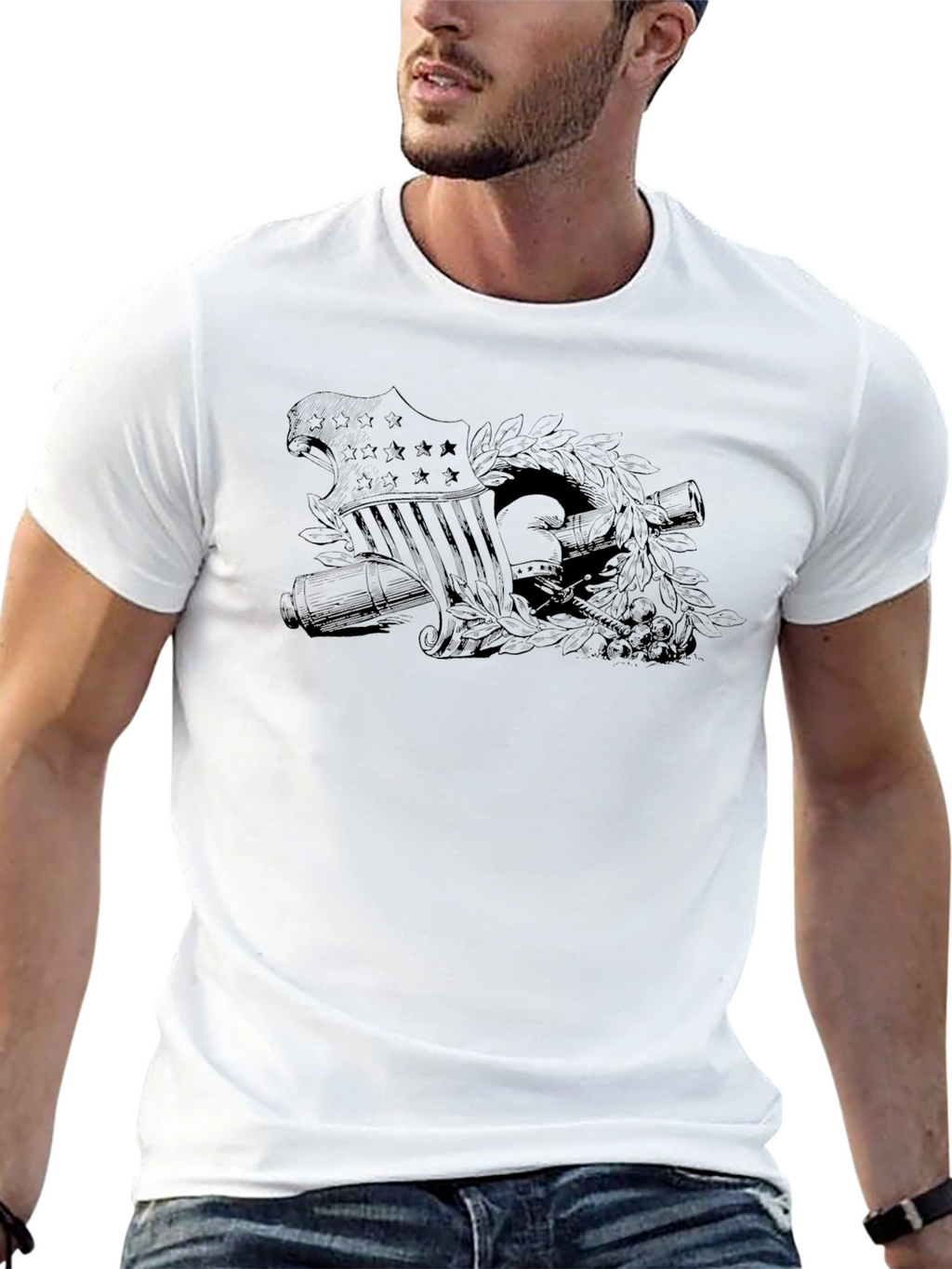Black Graphic Tee - American Patriot Design