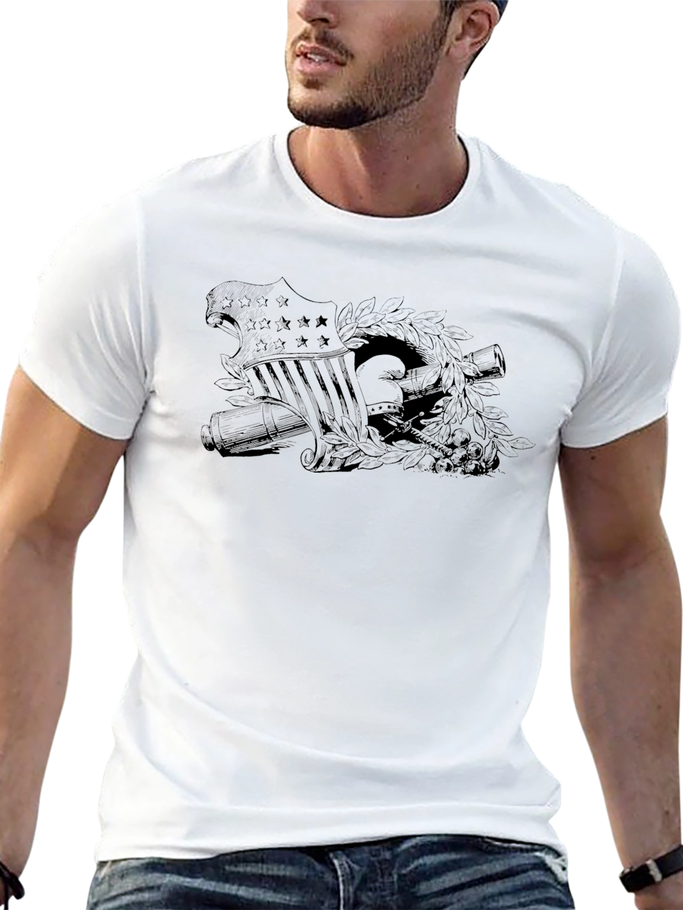Black Graphic Tee - American Patriot Design