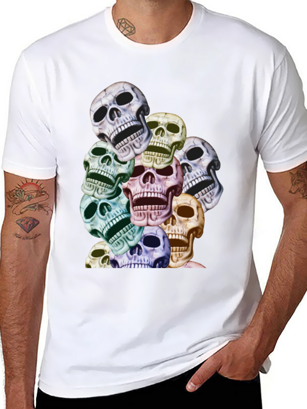 Skull Pile Graphic T-Shirt - Unique Design