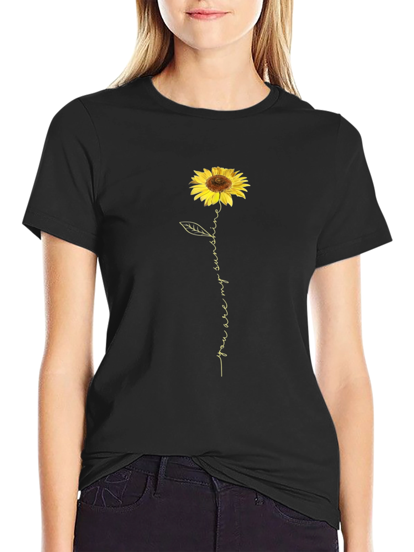 Sunflower You Are My Sunshine Black T-Shirt