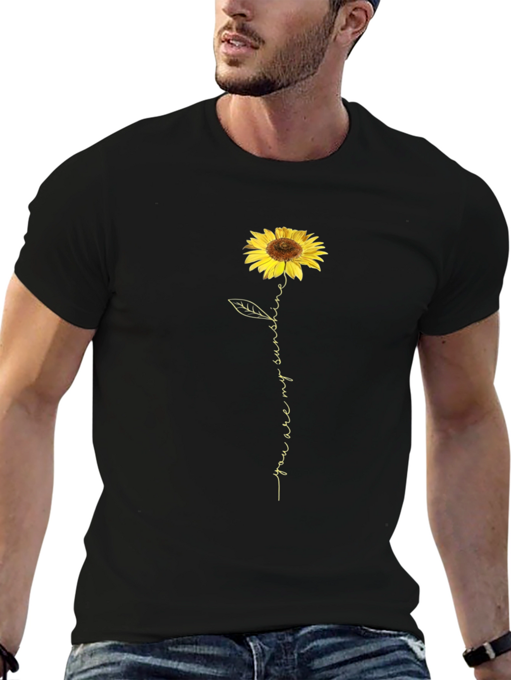 Sunflower You Are My Sunshine Black T-Shirt