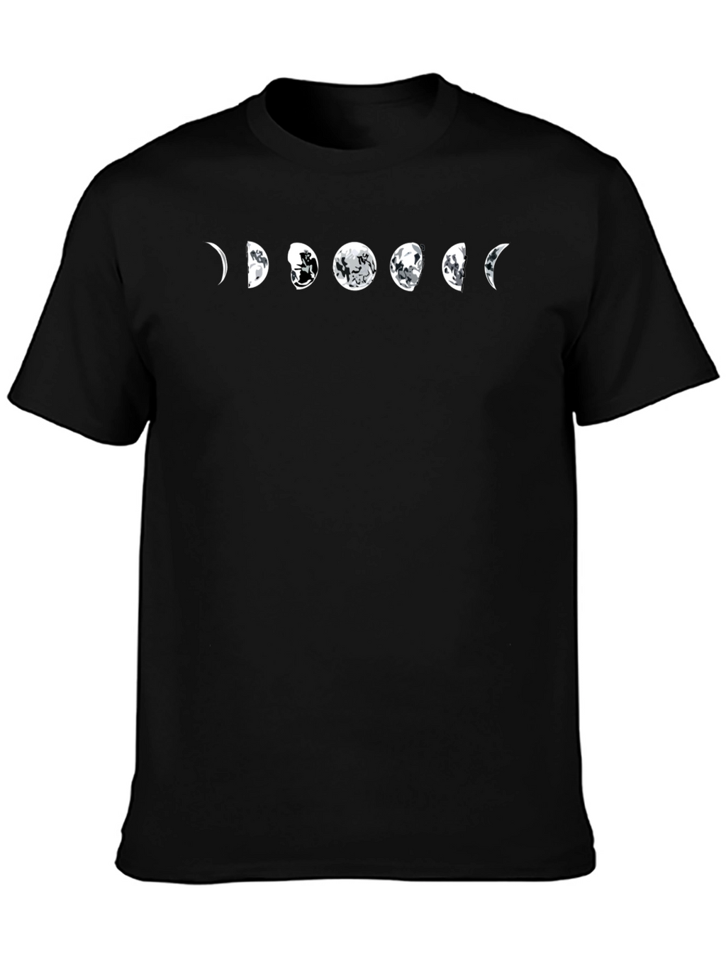 Lunar Cycle Graphic Tee - Black Cotton Shirt