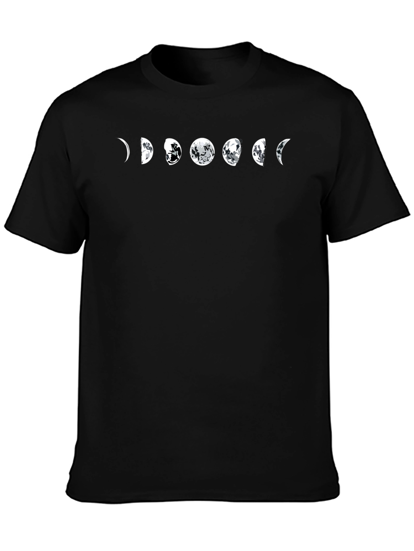 Lunar Cycle Graphic Tee - Black Cotton Shirt