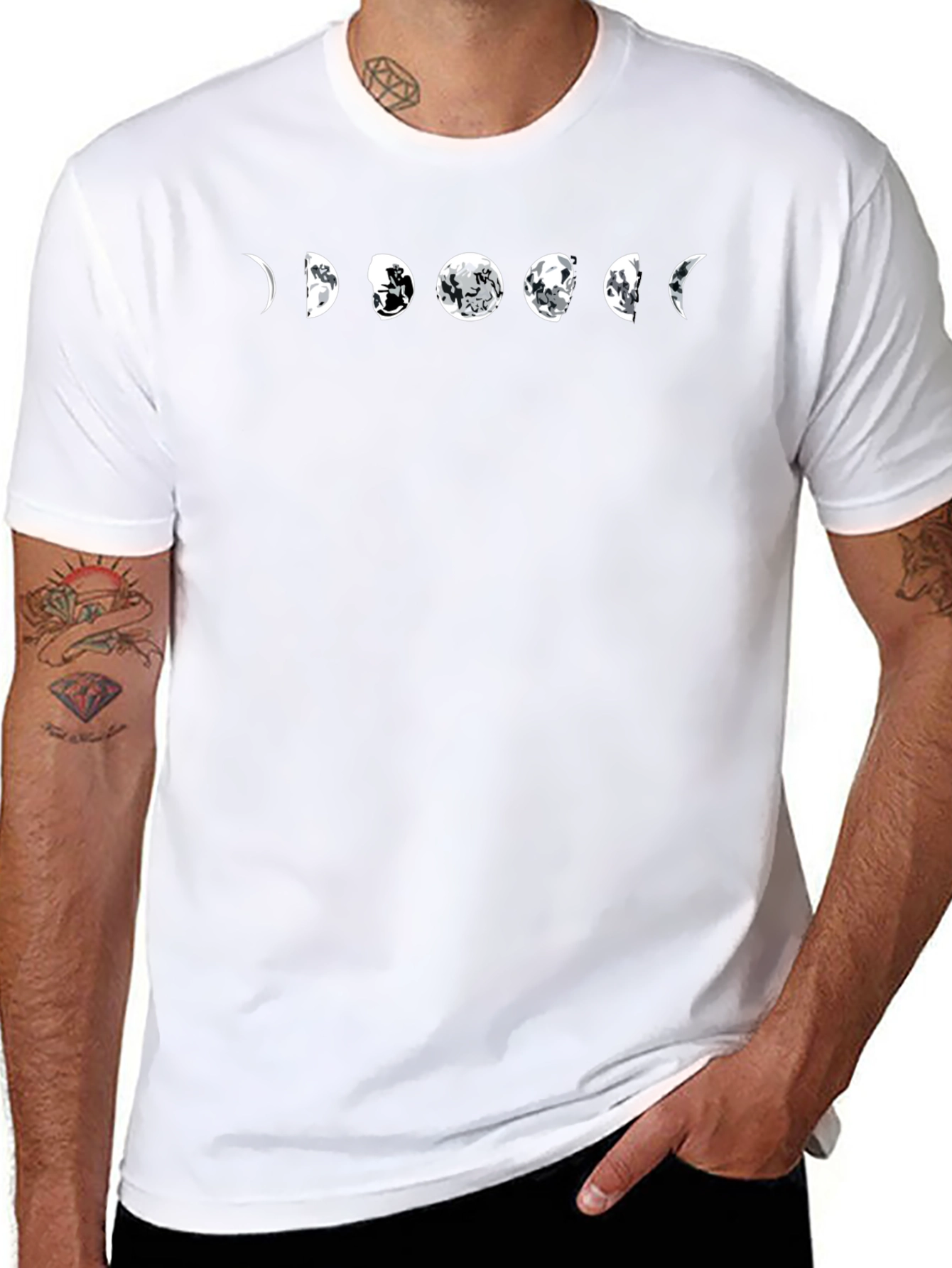 Lunar Cycle Graphic Tee - Black Cotton Shirt