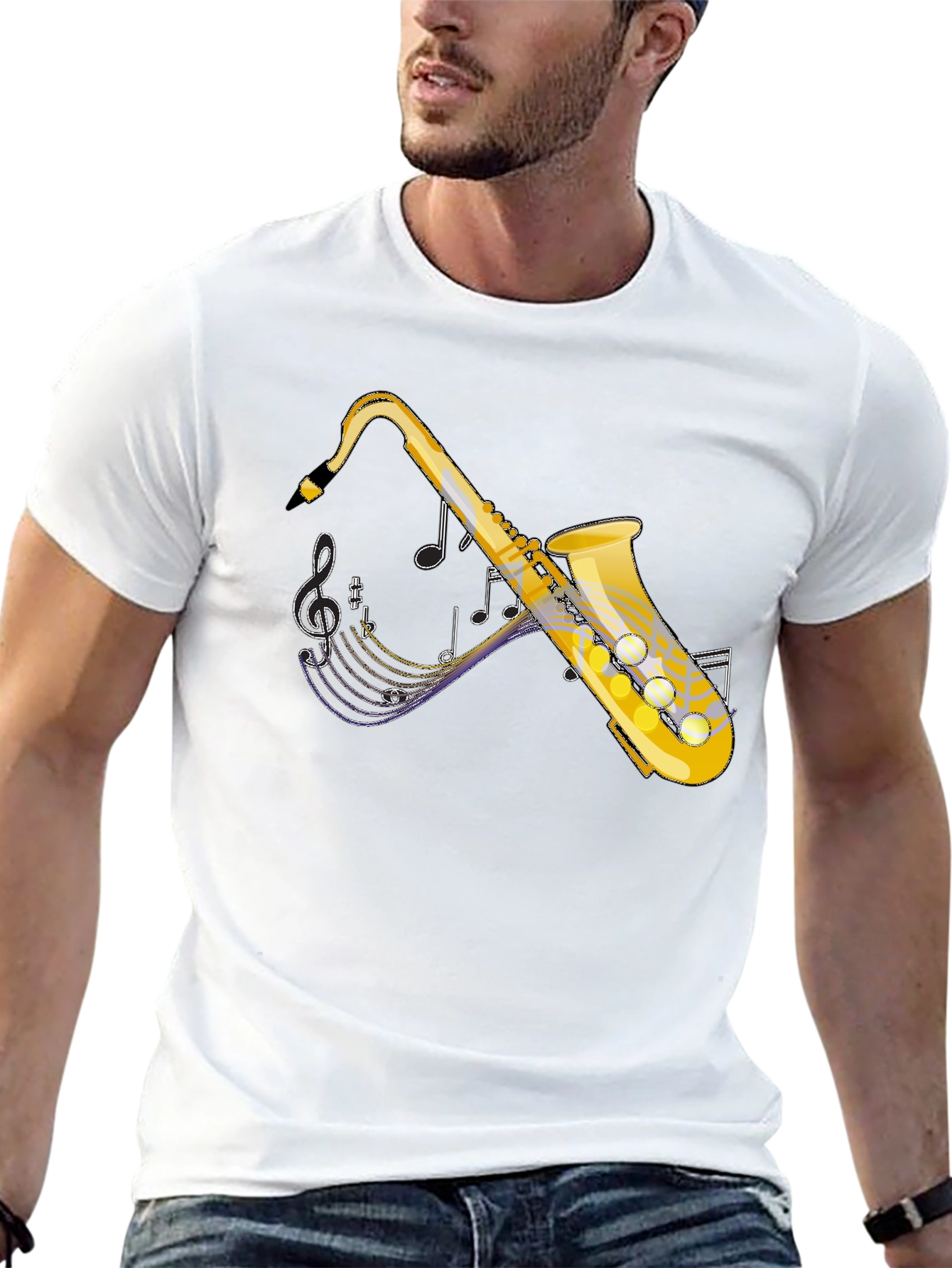Saxophone Graphic Tee - Music Lovers T-Shirt
