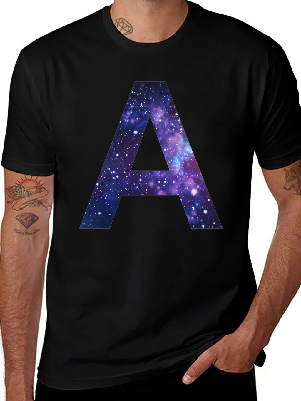 Galaxy Letter A T-Shirt - Cosmic Initial Tee