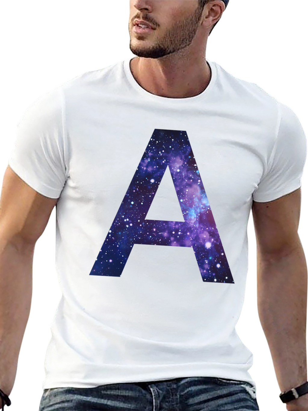 Galaxy Letter A T-Shirt - Cosmic Initial Tee