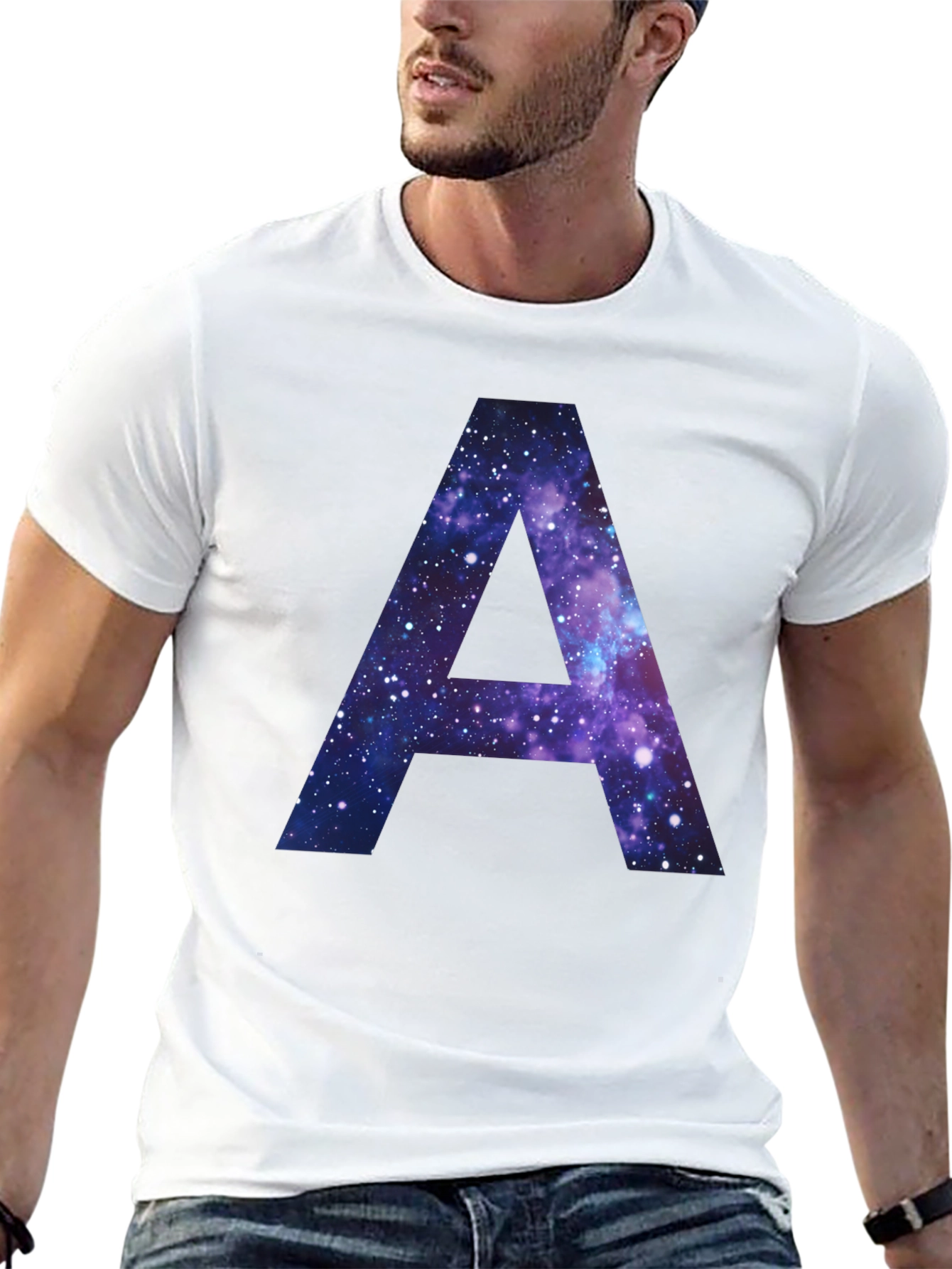 Galaxy Letter A T-Shirt - Cosmic Initial Tee