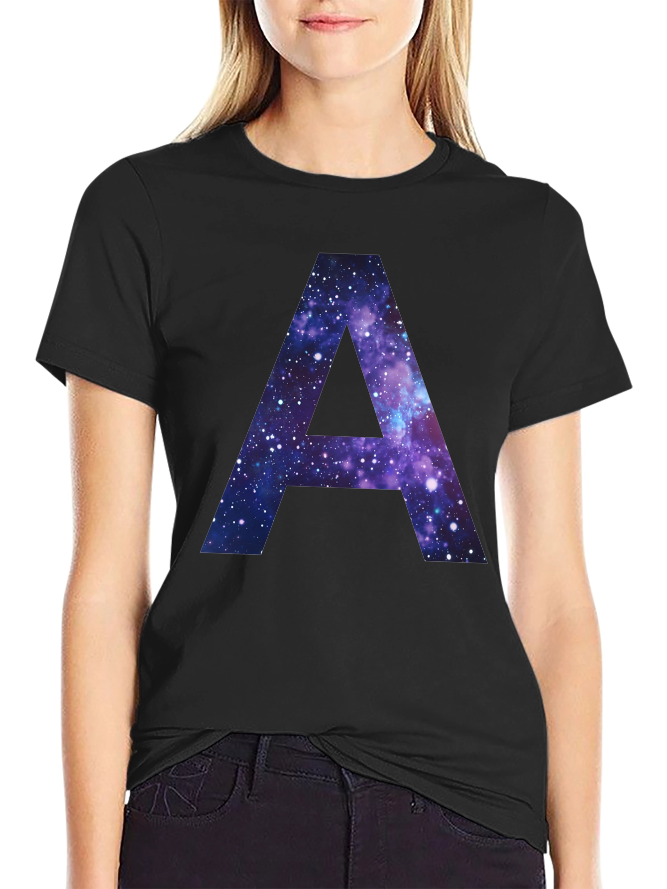 Galaxy Letter A T-Shirt - Cosmic Initial Tee