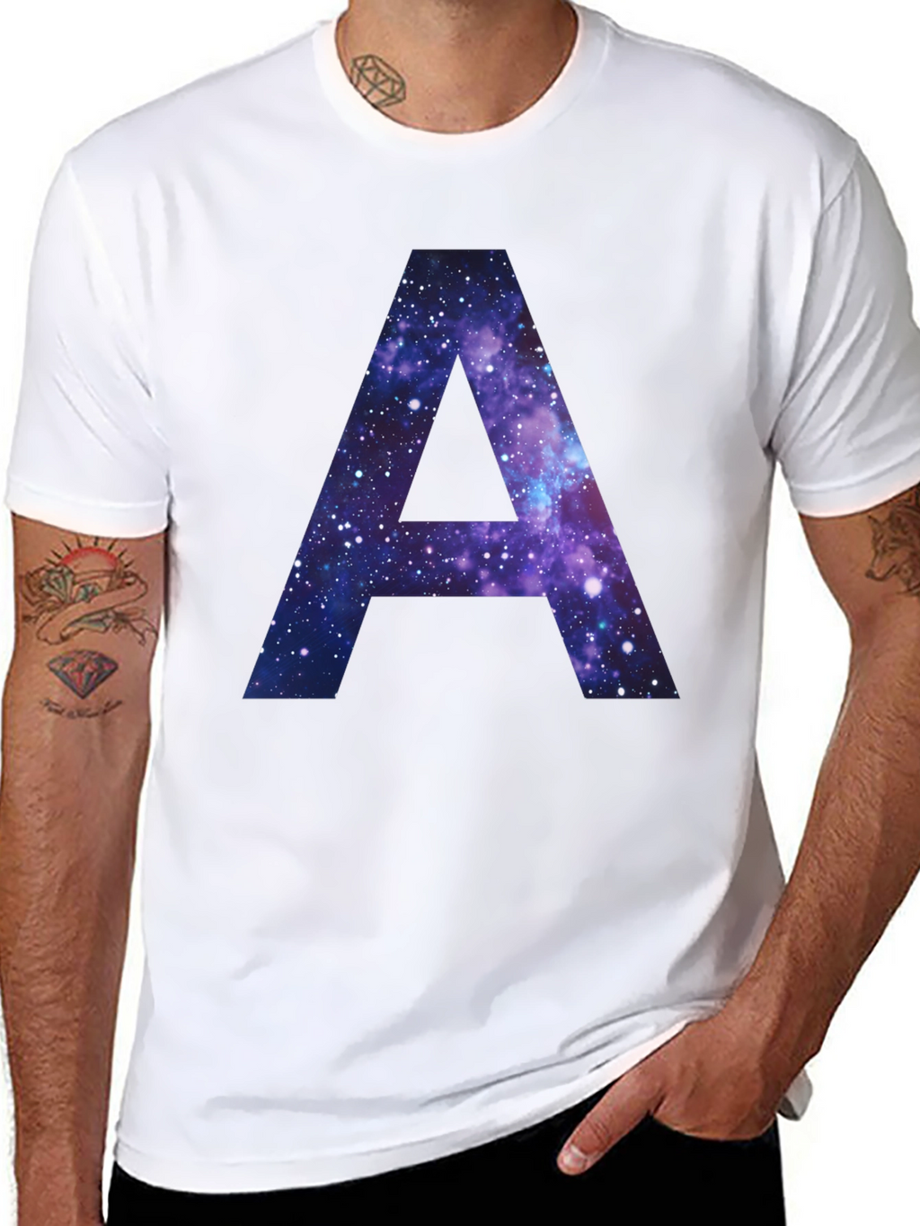 Galaxy Letter A T-Shirt - Cosmic Initial Tee