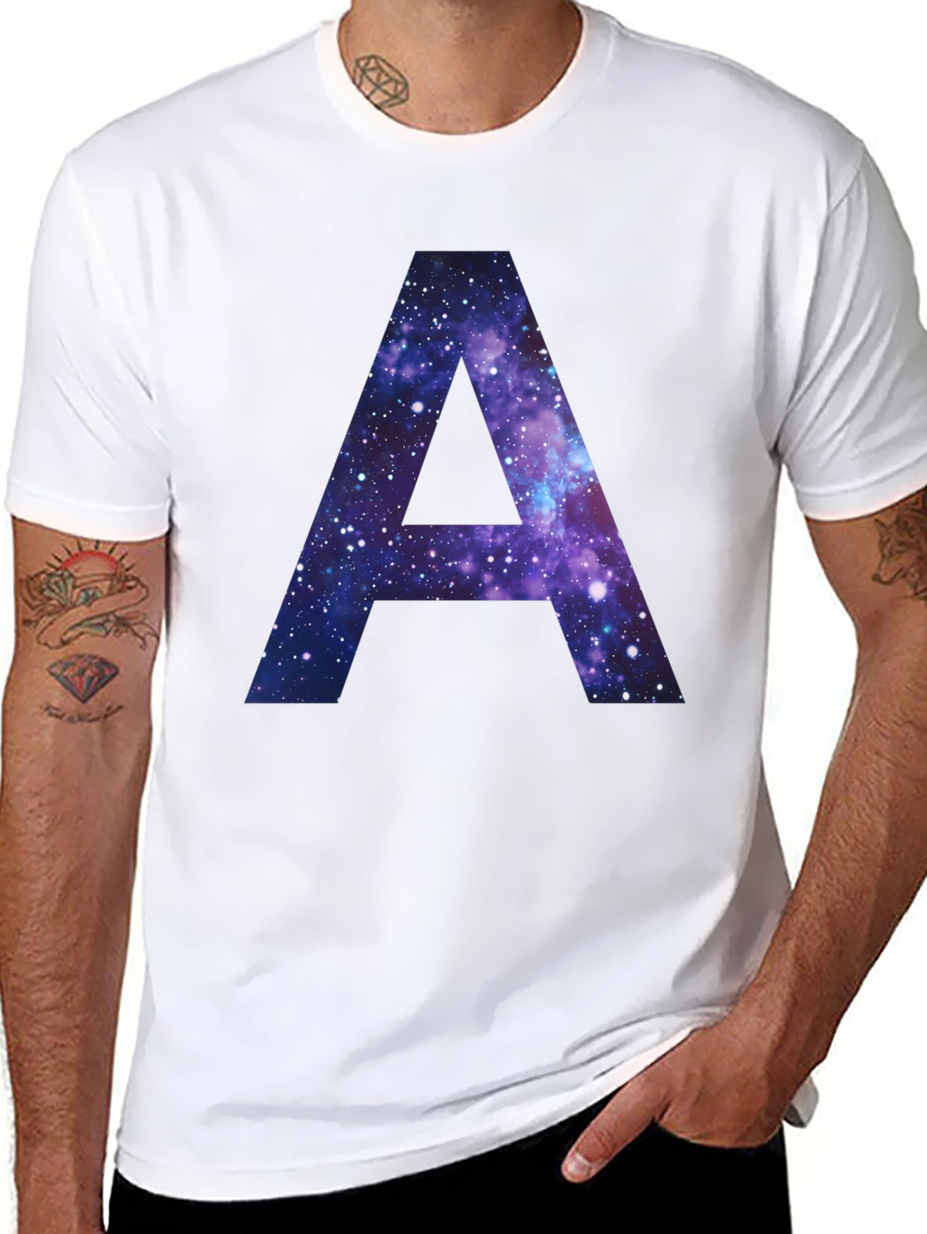 Galaxy Letter A T-Shirt - Cosmic Initial Tee