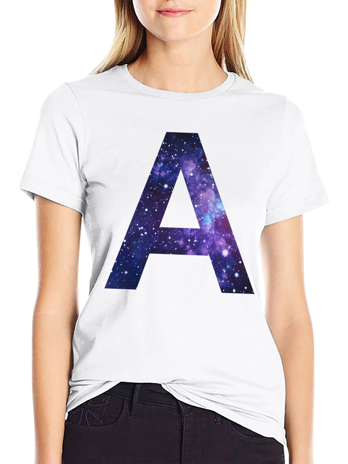 Galaxy Letter A T-Shirt - Cosmic Initial Tee