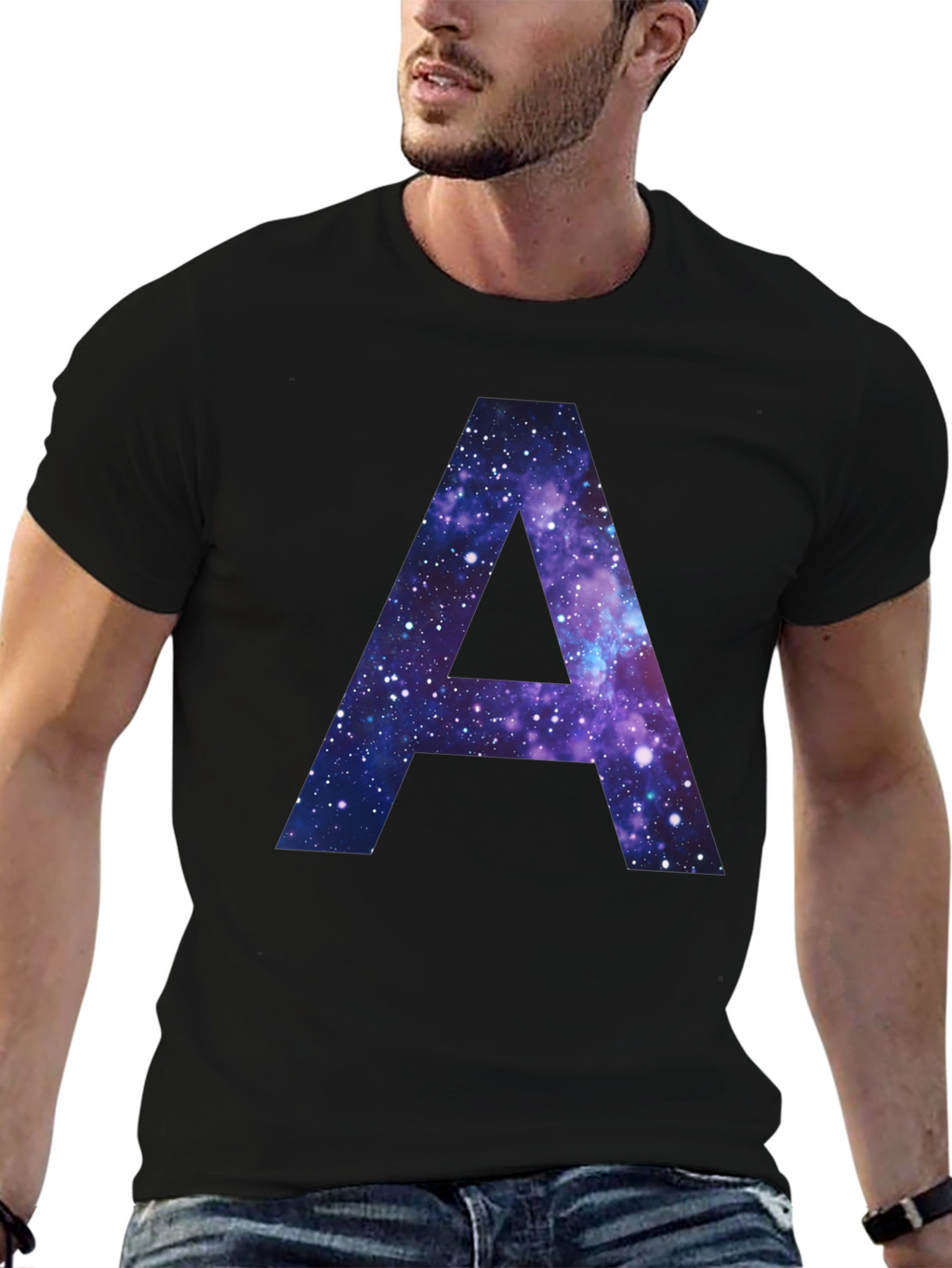 Galaxy Letter A T-Shirt - Cosmic Initial Tee