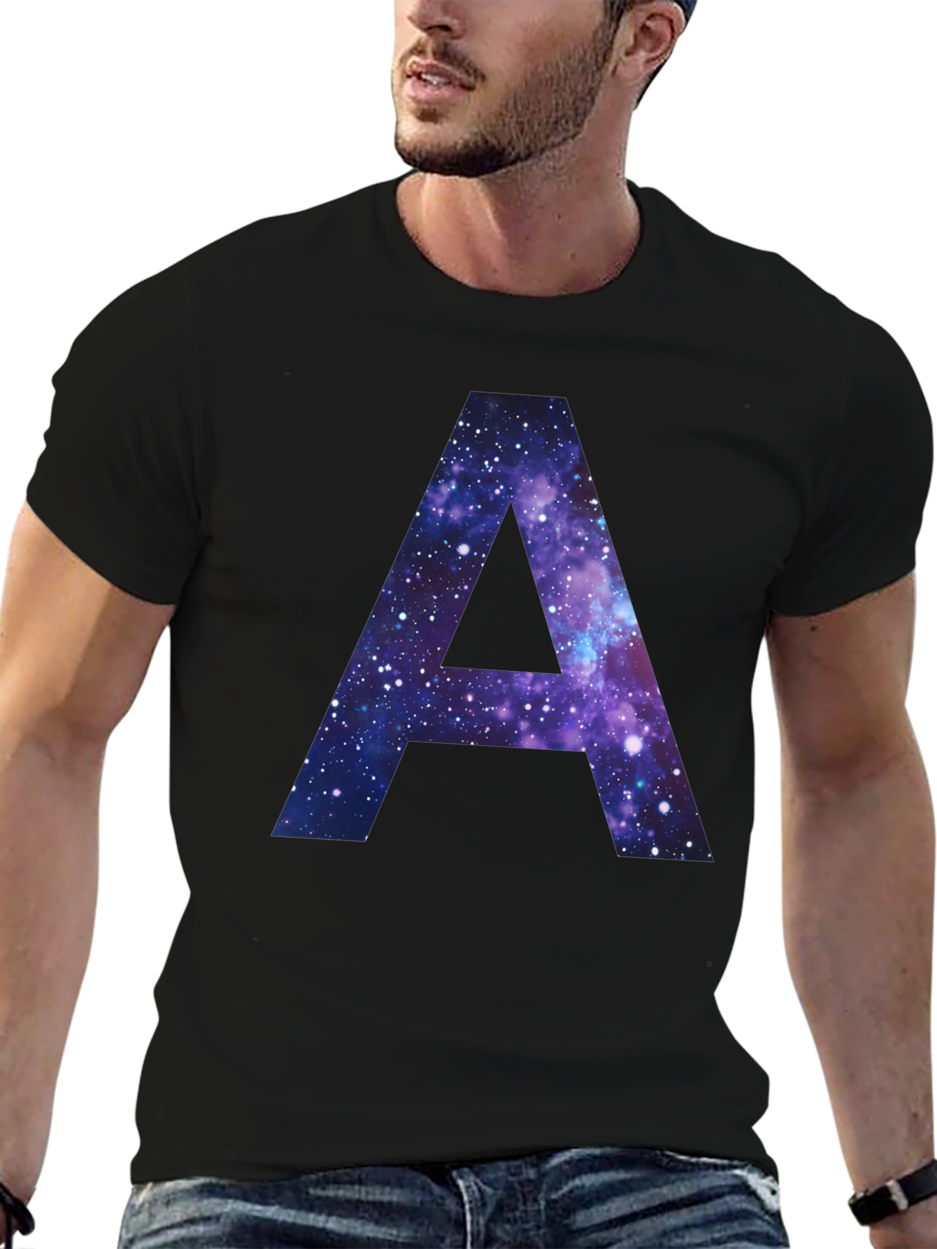 Galaxy Letter A T-Shirt - Cosmic Initial Tee